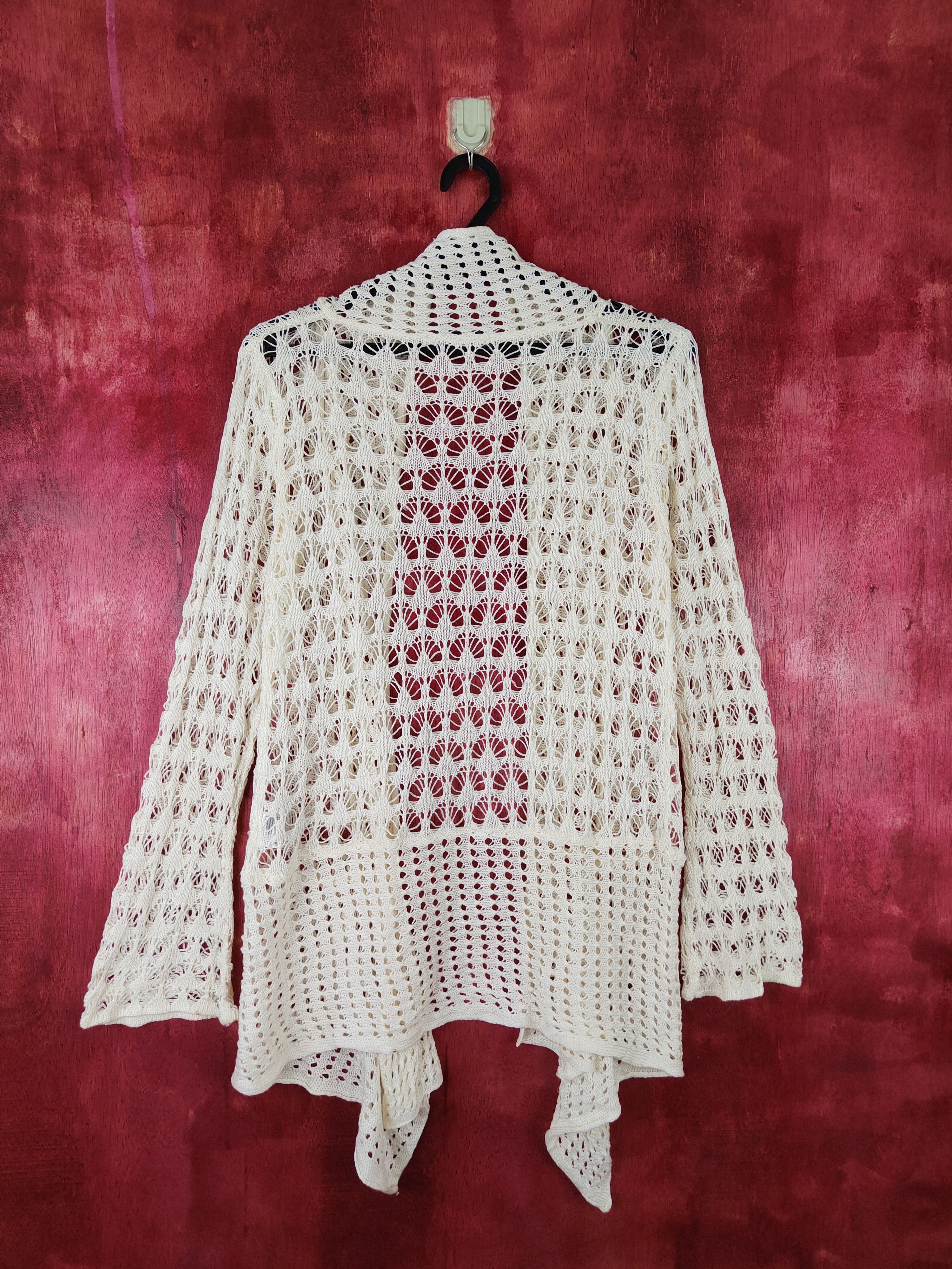 Hypebeast Chic Cream crochet meshnet Knitwear Cardigan #S421 Size M / US 6-8 / IT 42-44 - 5 Thumbnail