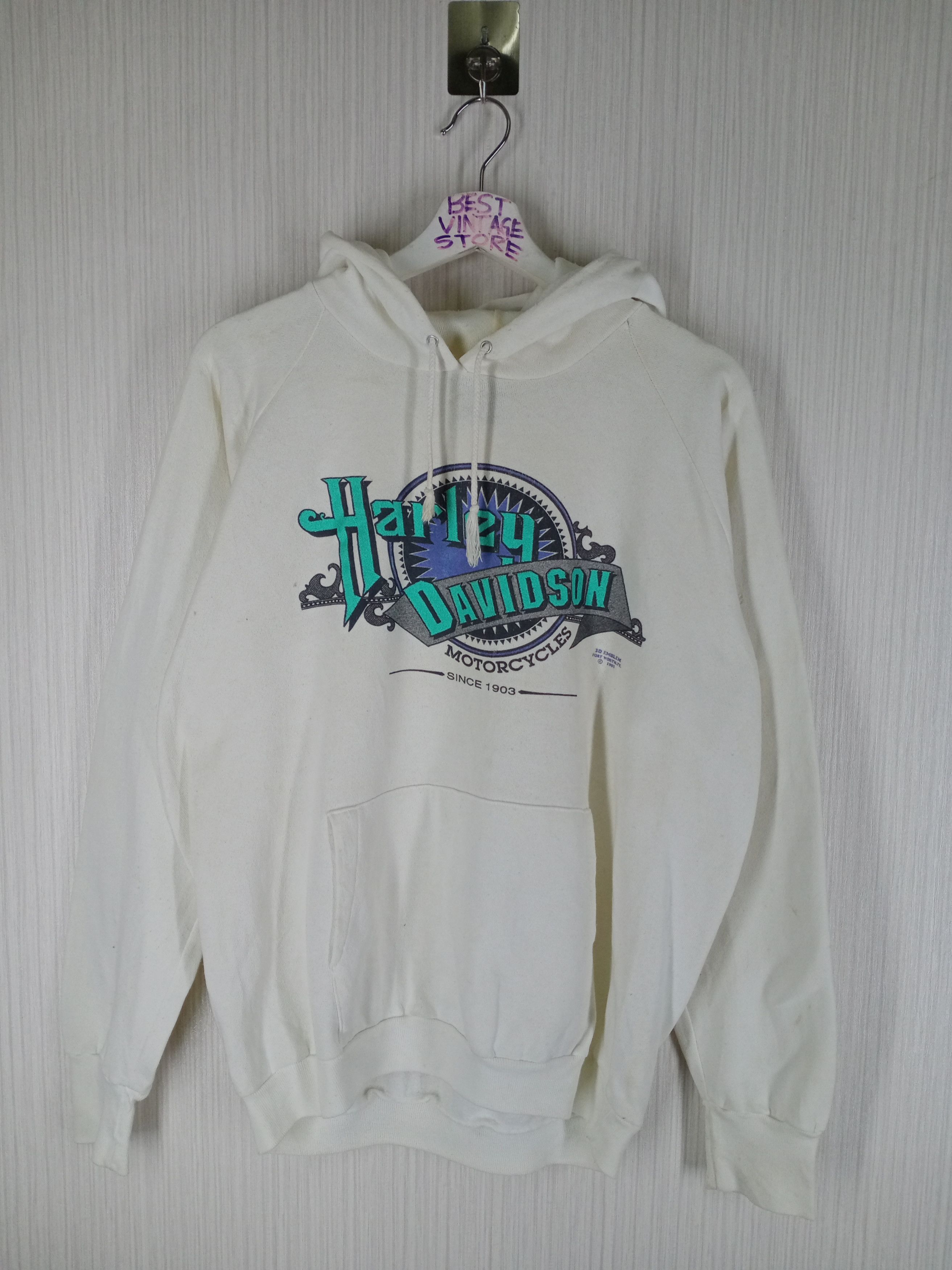 Harley Davidson Rare Vintage 1991 Harley Davidson 3D Emblem Hoodie Size US M / EU 48-50 / 2 - 1 Thumbnail