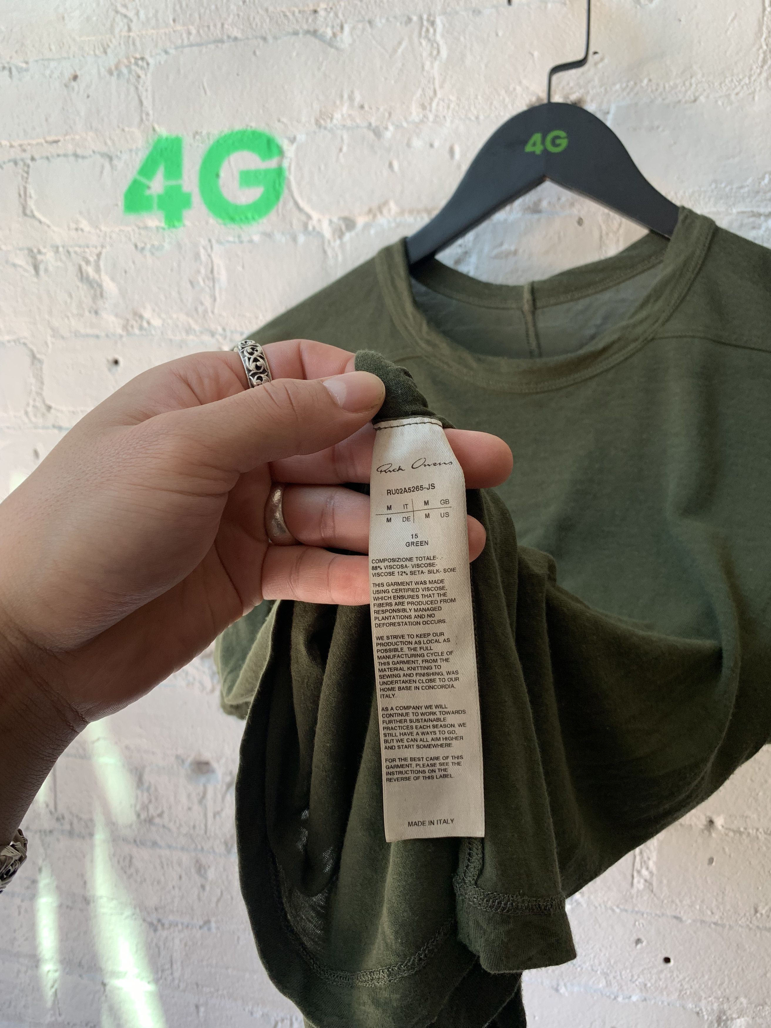 Rick Owens Rick Owens Gethsemane FW 21 Forest Green Tee Sz M Size US M / EU 48-50 / 2 - 4 Thumbnail