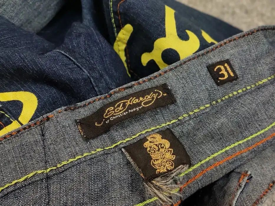 Ed Hardy Rare Vintage 90's Ed Hardy Christian Embroidered Logo Jeans Size 31" - 9 Thumbnail