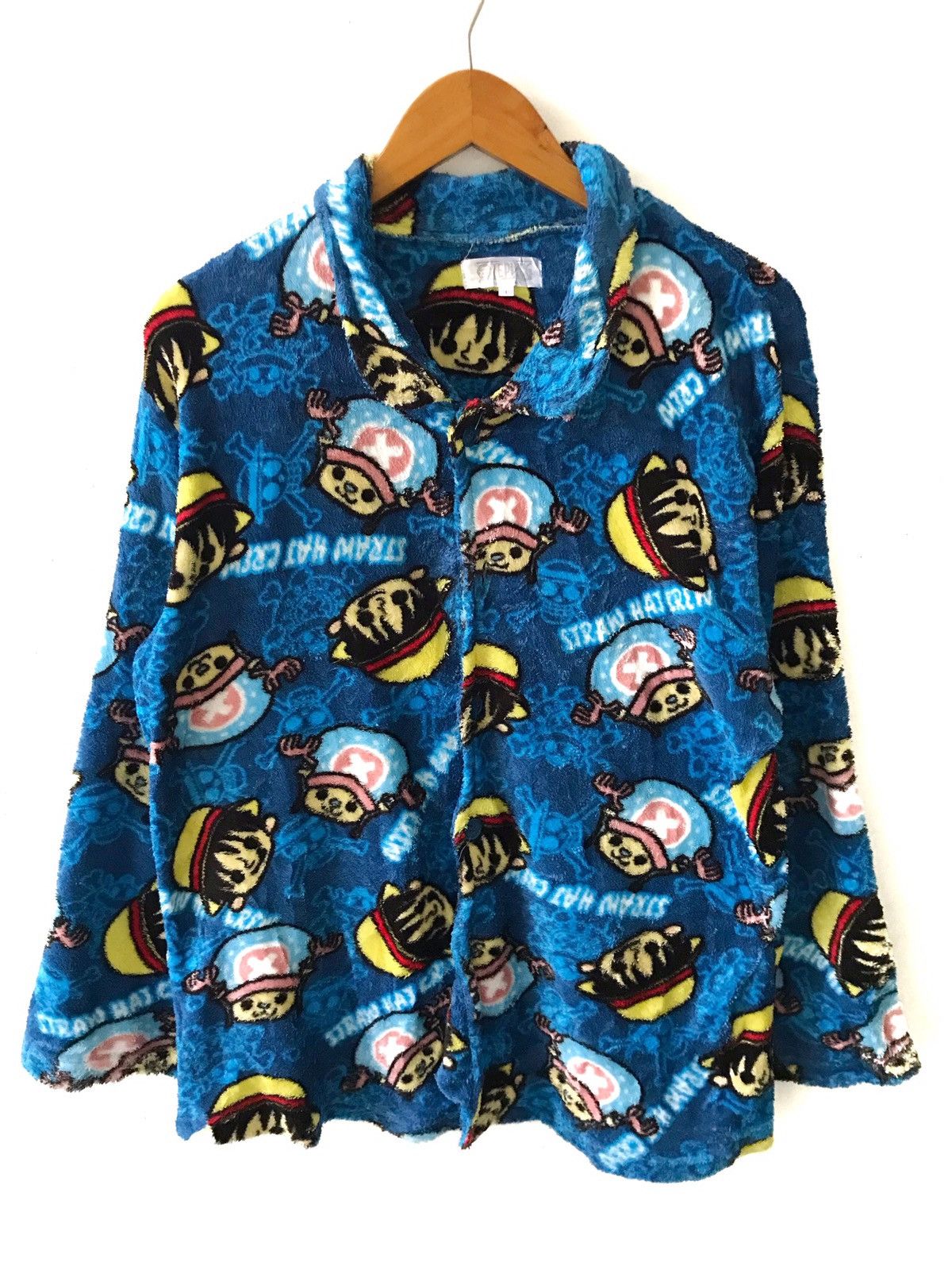 image of One Piece Fleece Button Jacket in Blue, Men's (Size Large)