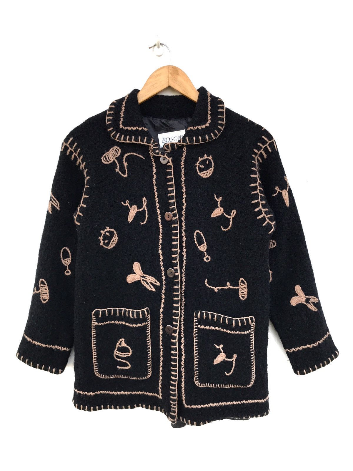 Japanese Brand Japanese Handmade Bosom Wool Embroidered Jacket Size US S / EU 44-46 / 1 - 1 Thumbnail