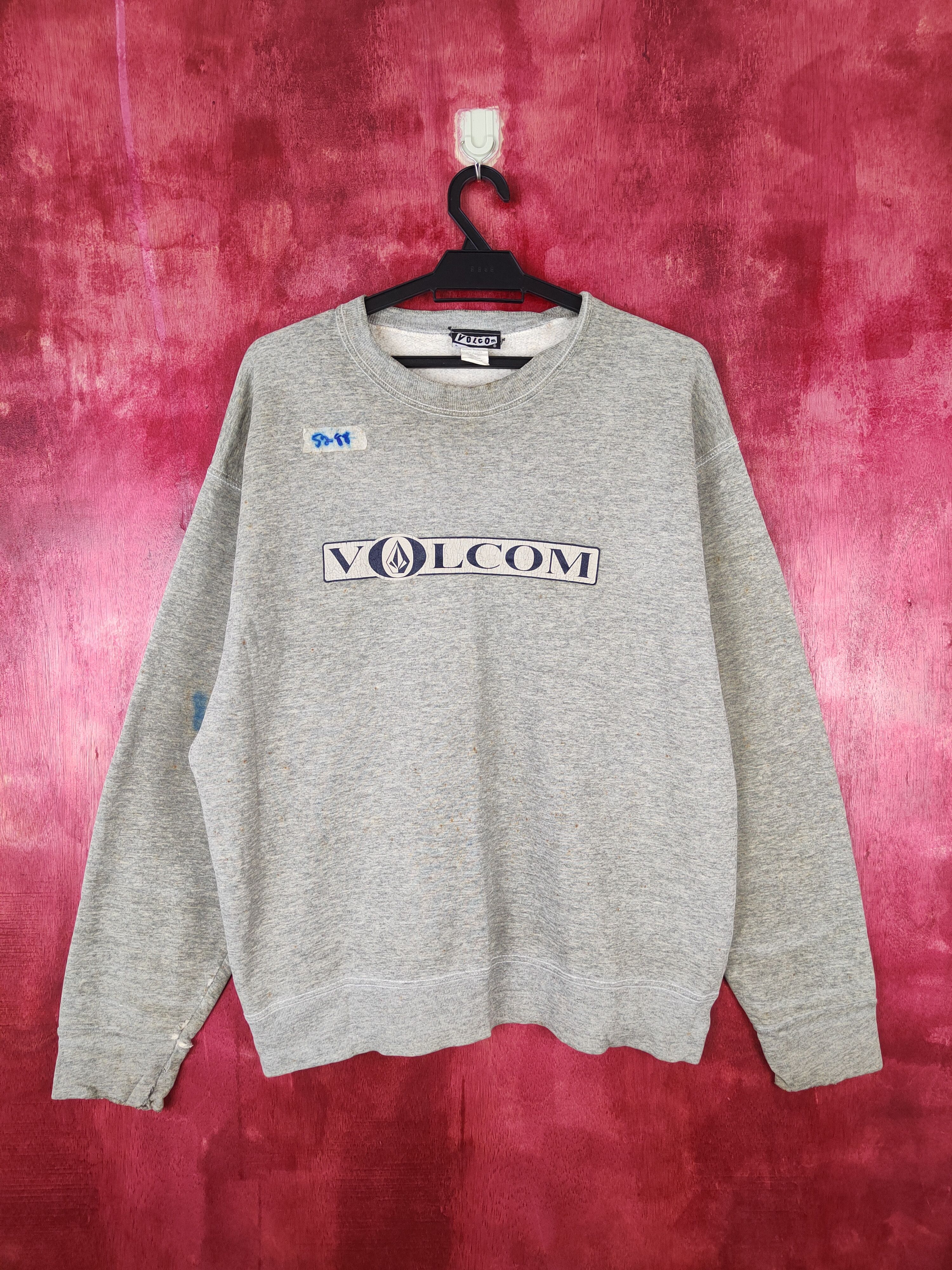 image of Skategang x Vintage Dl Volcom Vintage Gray Thrashed Distressed Sweatshirt 5288 in Grey (Size Large)
