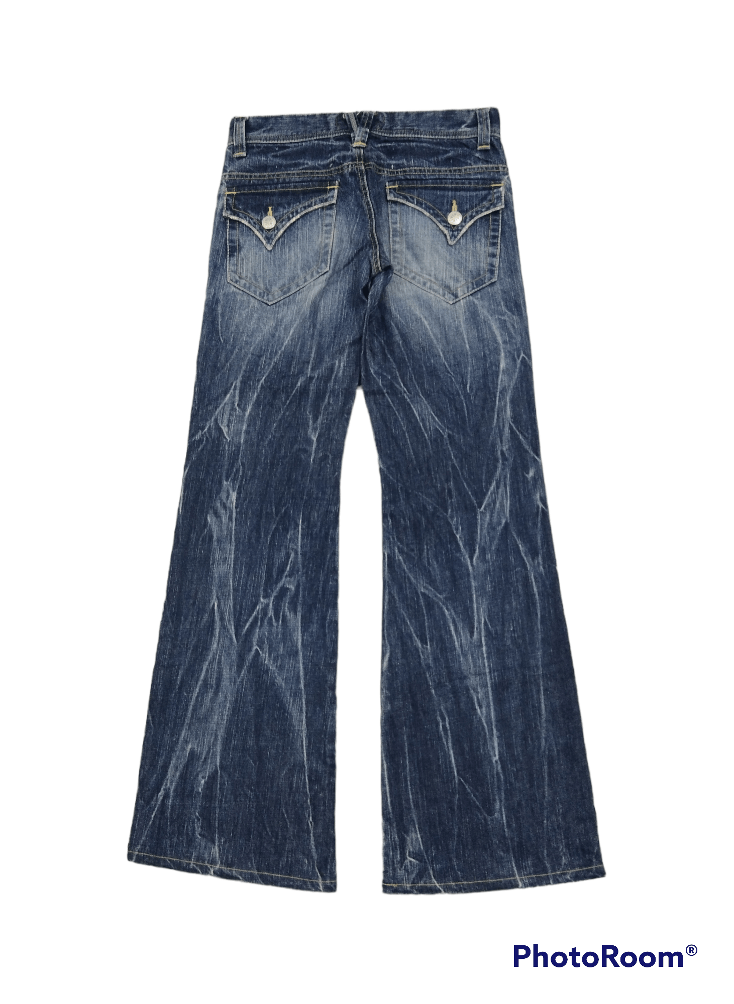 Japanese Brand FLARE🔥WASHED BLUE ET MADE IN NIPPON DENIM PANTS Size US 28 / EU 44 - 2 Thumbnail