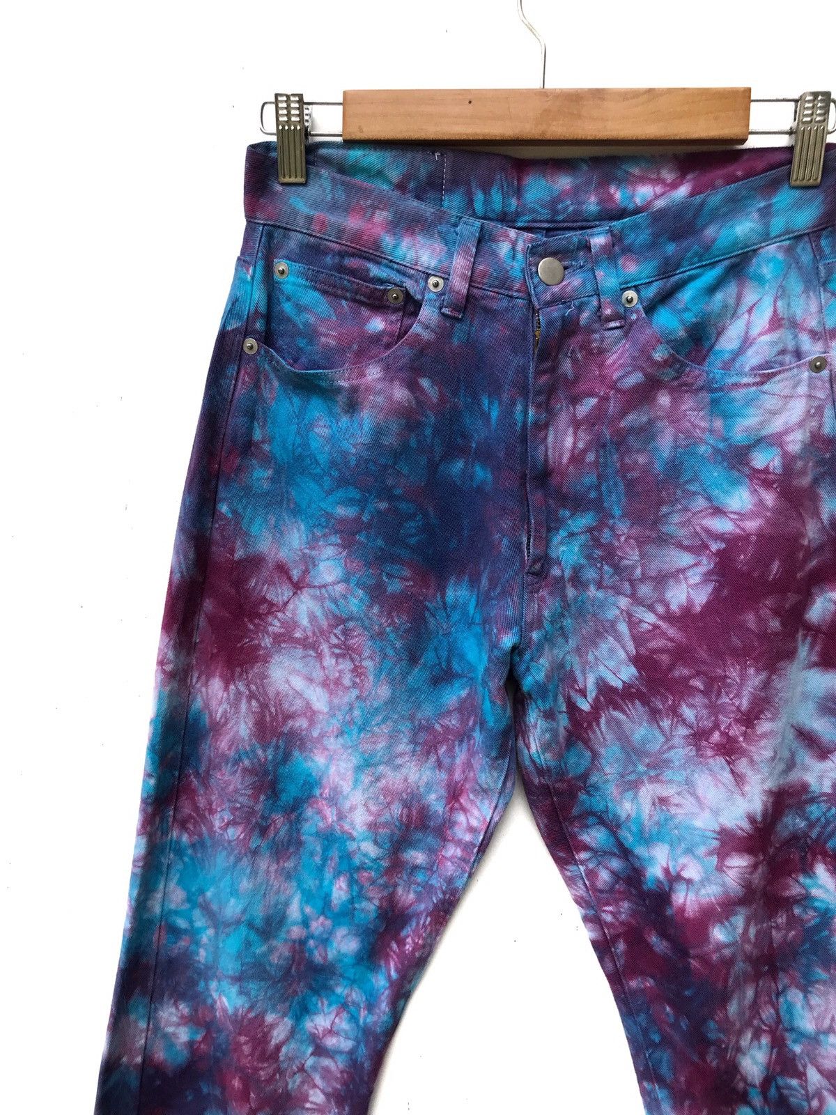 Japanese Brand Made in Japan AQOUSTIC Tie Dye Jeans Size US 26 / EU 42 - 2 Thumbnail