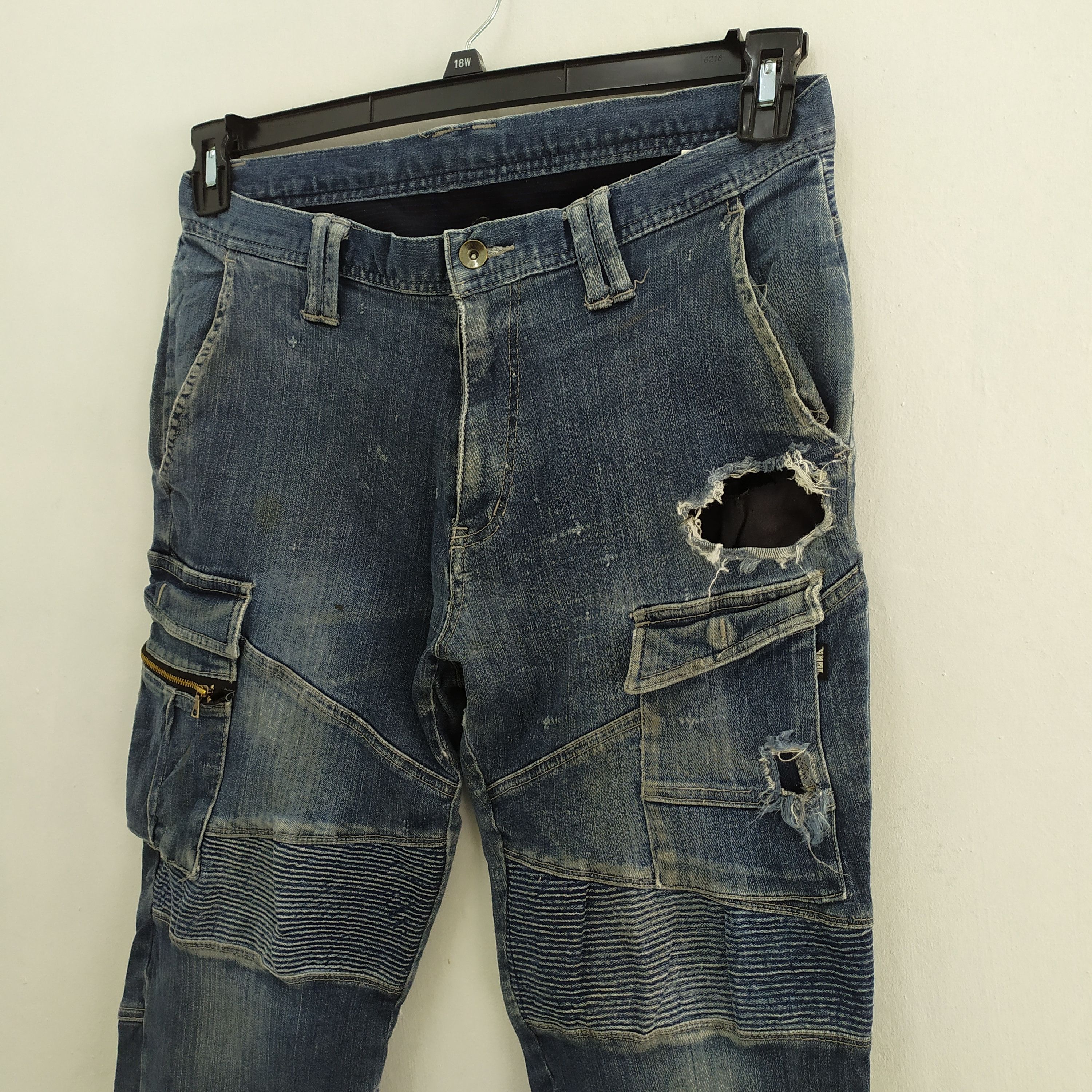 Japanese Brand TORA DISTRESSED FADED CARGO PANTS MULTIPOCKET TACTICAL Size US 32 / EU 48 - 7 Thumbnail