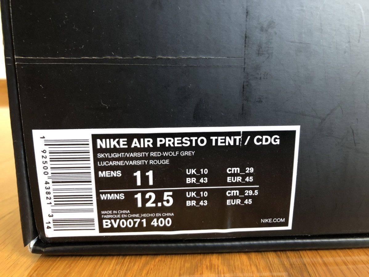 Comme des Garcons × Comme des Garcons Homme Plus × Nike Nike X Comme Des Garcons CDG Air Presto Foot Tent Skylight Size US 11 / EU 44 - 9 Thumbnail