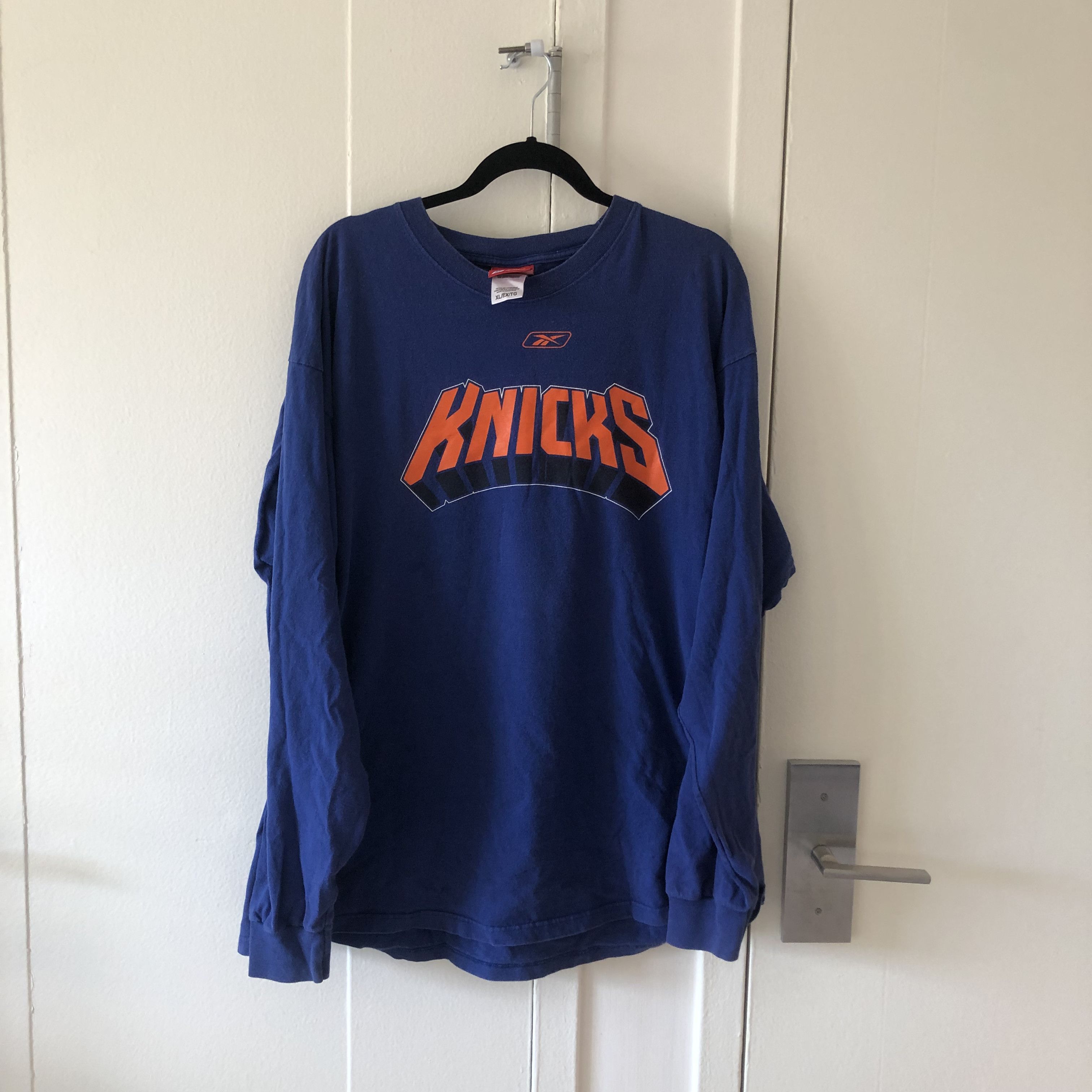 Image of NBA x Reebok Vintage Knicks X Reebok L/s in Blue, Men's (Size XL)