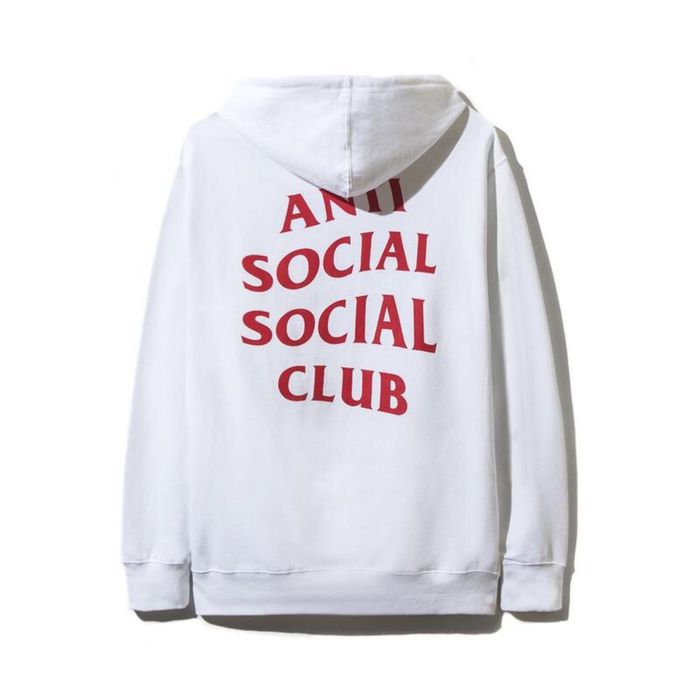 Anti Social Social Club DS ASSC red Logo Declined white hoodie in