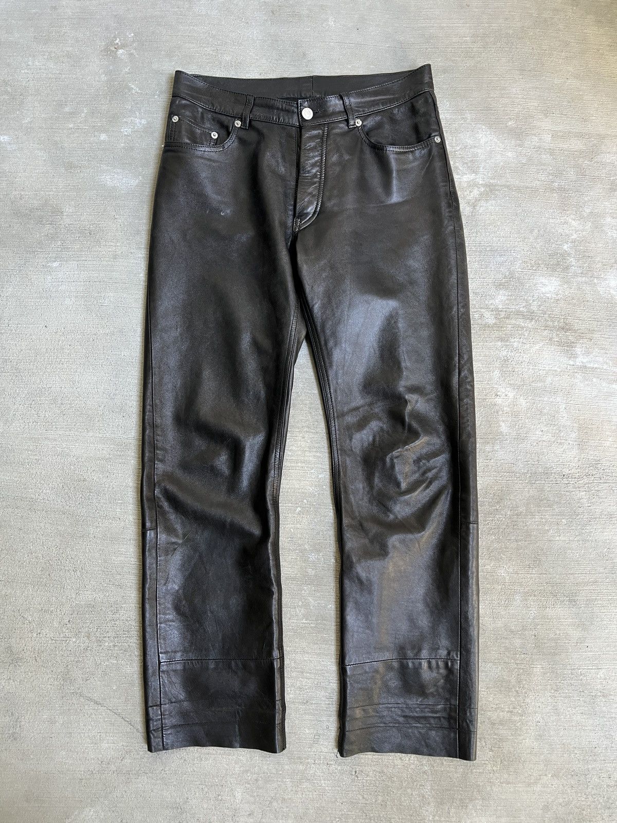 image of Helmut Lang 1998 Leather Classic Cut Pants in Black, Men's (Size 31)