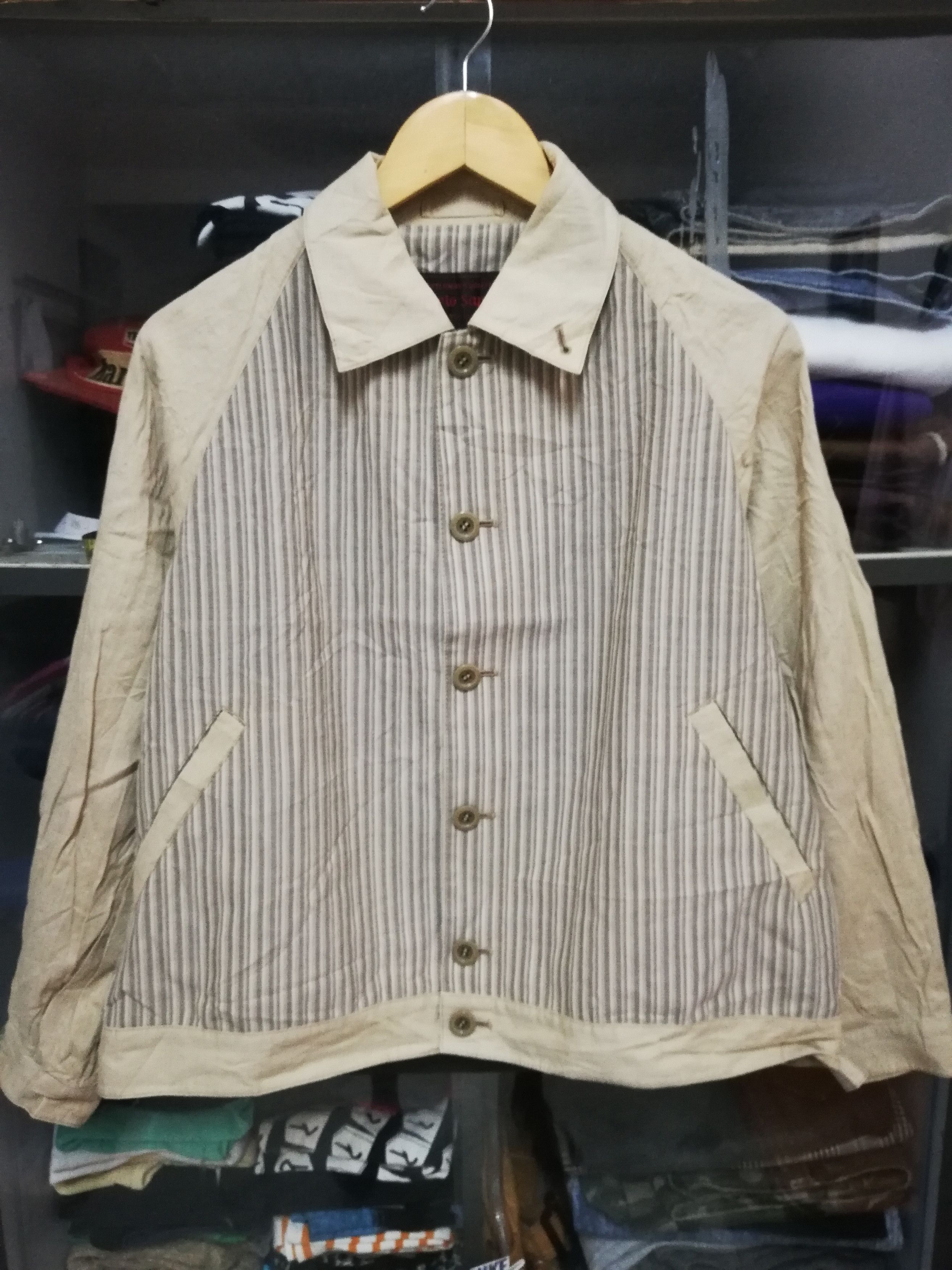 image of Rockability Vintage Rockabilly Gabardine Striped Jacket in Brown, Men's (Size Medium)