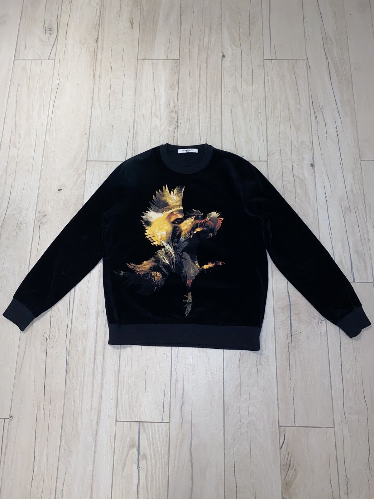 image of Avant Garde x Givenchy Ds! Fw15 Givenchy Rooster Monkey Velour Zipped Sweatshirt in Black (Size Sma