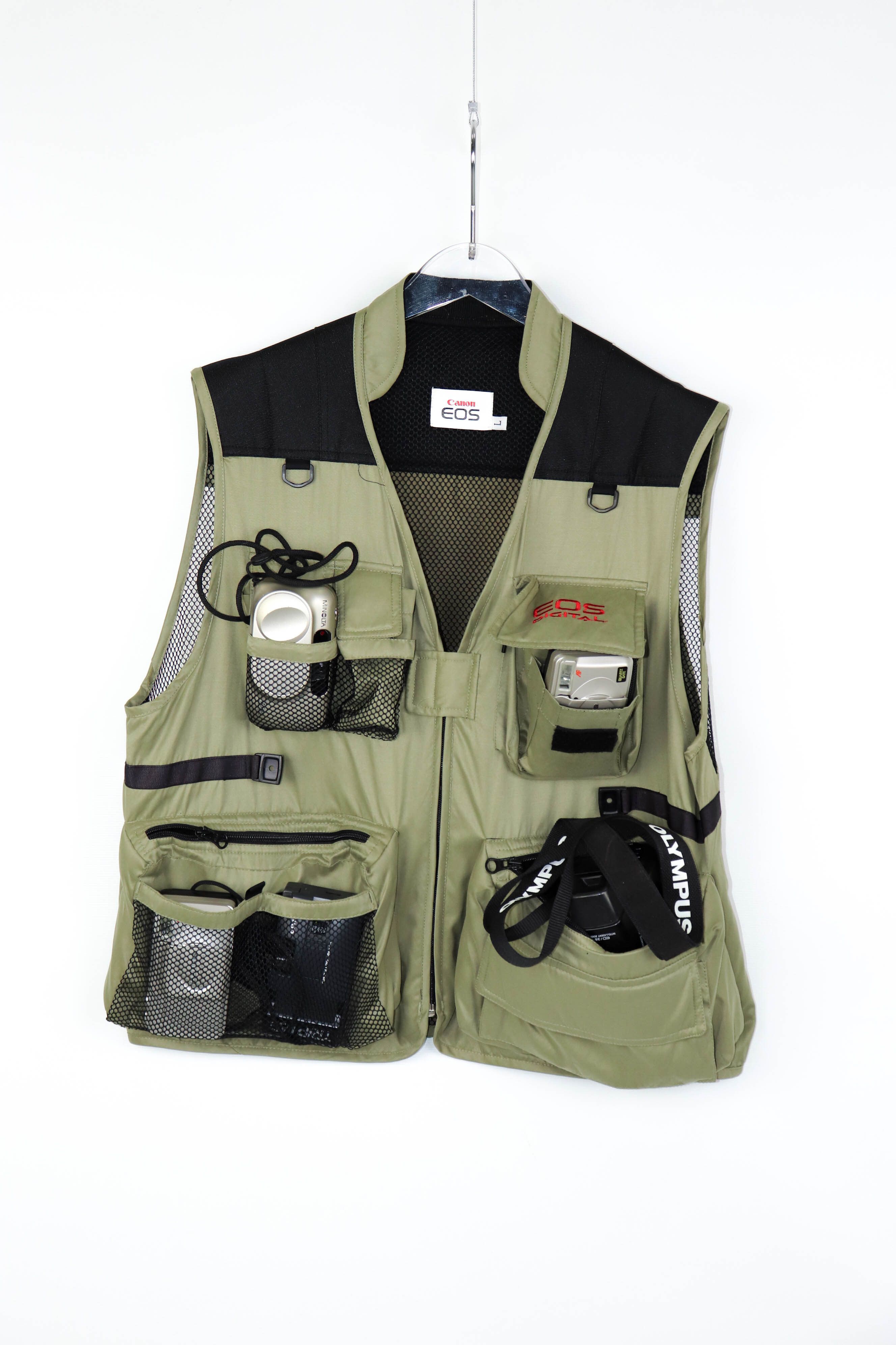 image of Canon Eos Vintage Utility Cargo Multipocket Waistcoat Vest in Beige, Men's (Size XL)