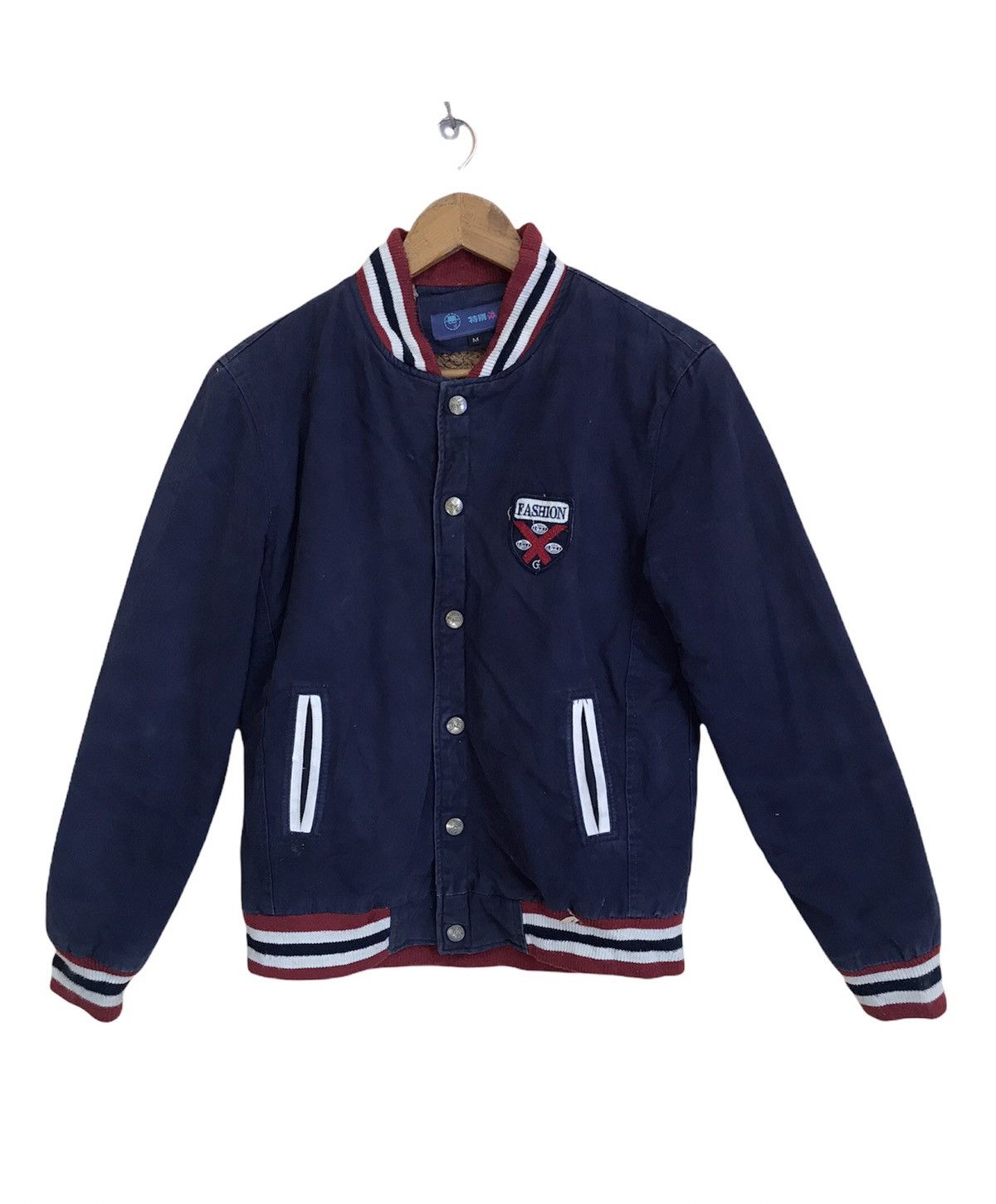Japanese Brand VINTAGE VARSITY SHERPA JACKET Size US S / EU 44-46 / 1 - 1 Thumbnail