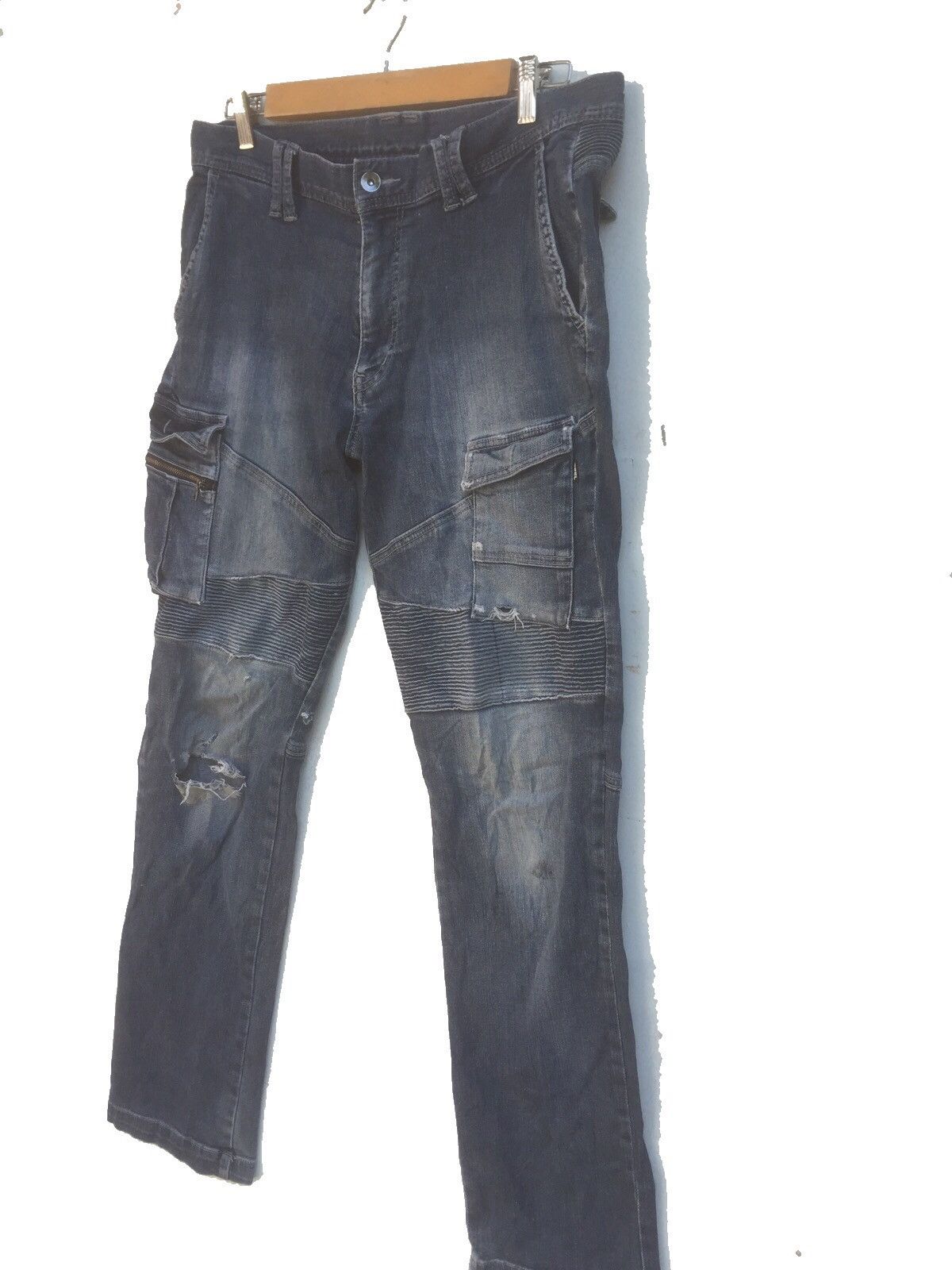 Japanese Brand RARE DISTRESSED DENIM RIDER JEANS NICE DESIGN Size US 34 / EU 50 - 3 Thumbnail
