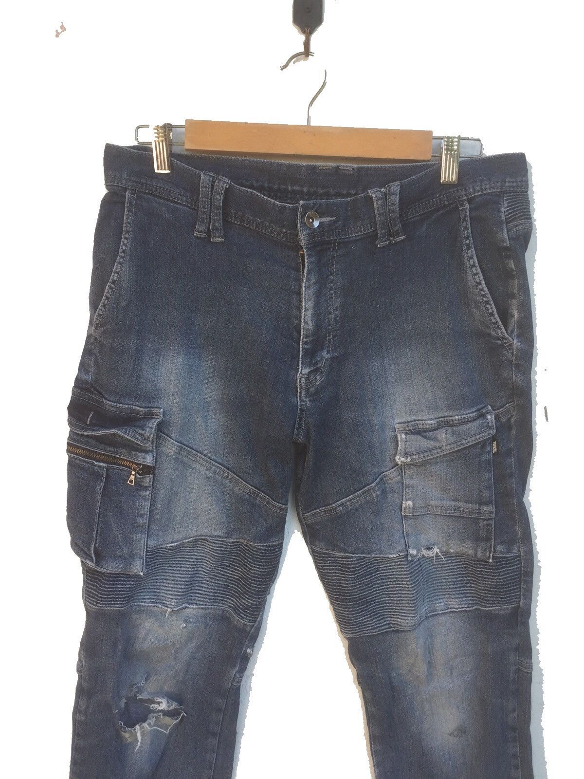 Japanese Brand RARE DISTRESSED DENIM RIDER JEANS NICE DESIGN Size US 34 / EU 50 - 5 Thumbnail