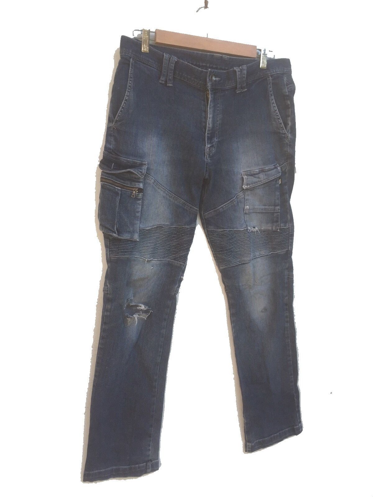 Japanese Brand RARE DISTRESSED DENIM RIDER JEANS NICE DESIGN Size US 34 / EU 50 - 2 Thumbnail