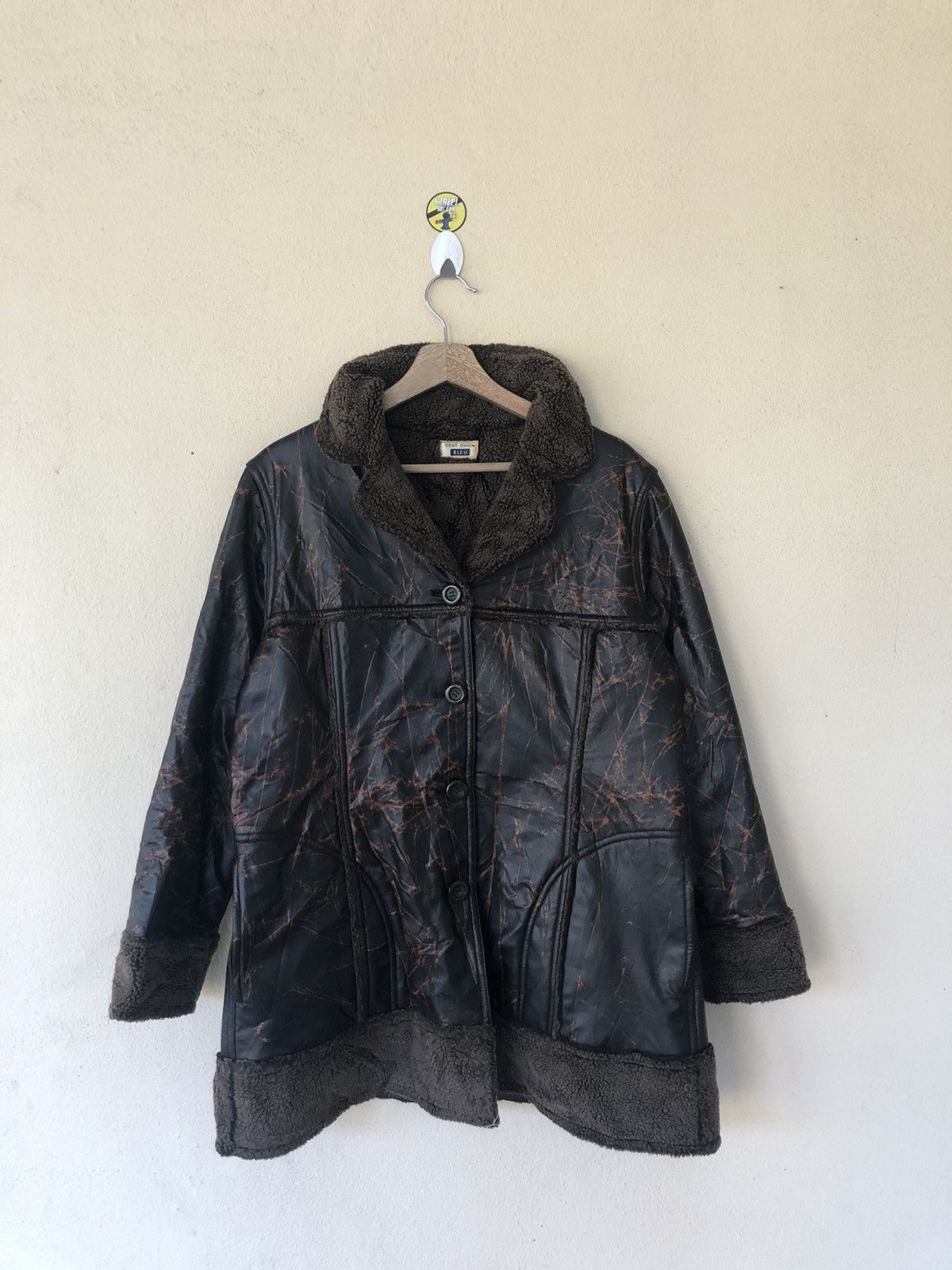 image of Cest Chica Bleu Avant Garde Leather Jacket in Mix, Men's (Size Medium)