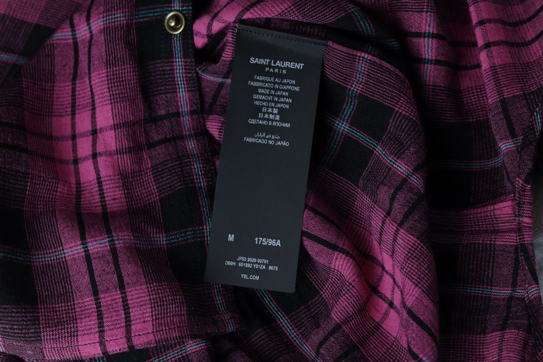 Saint Laurent Paris Saint Laurent Western Pink Check Shirt Size US M / EU 48-50 / 2 - 10 Thumbnail