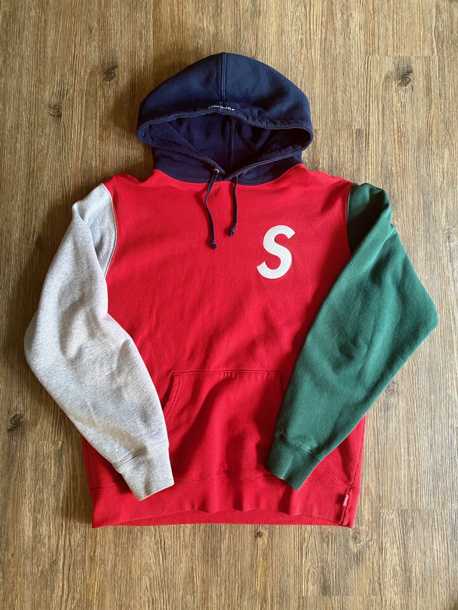 Supreme s logo colorblocked hooded sweatshirt online