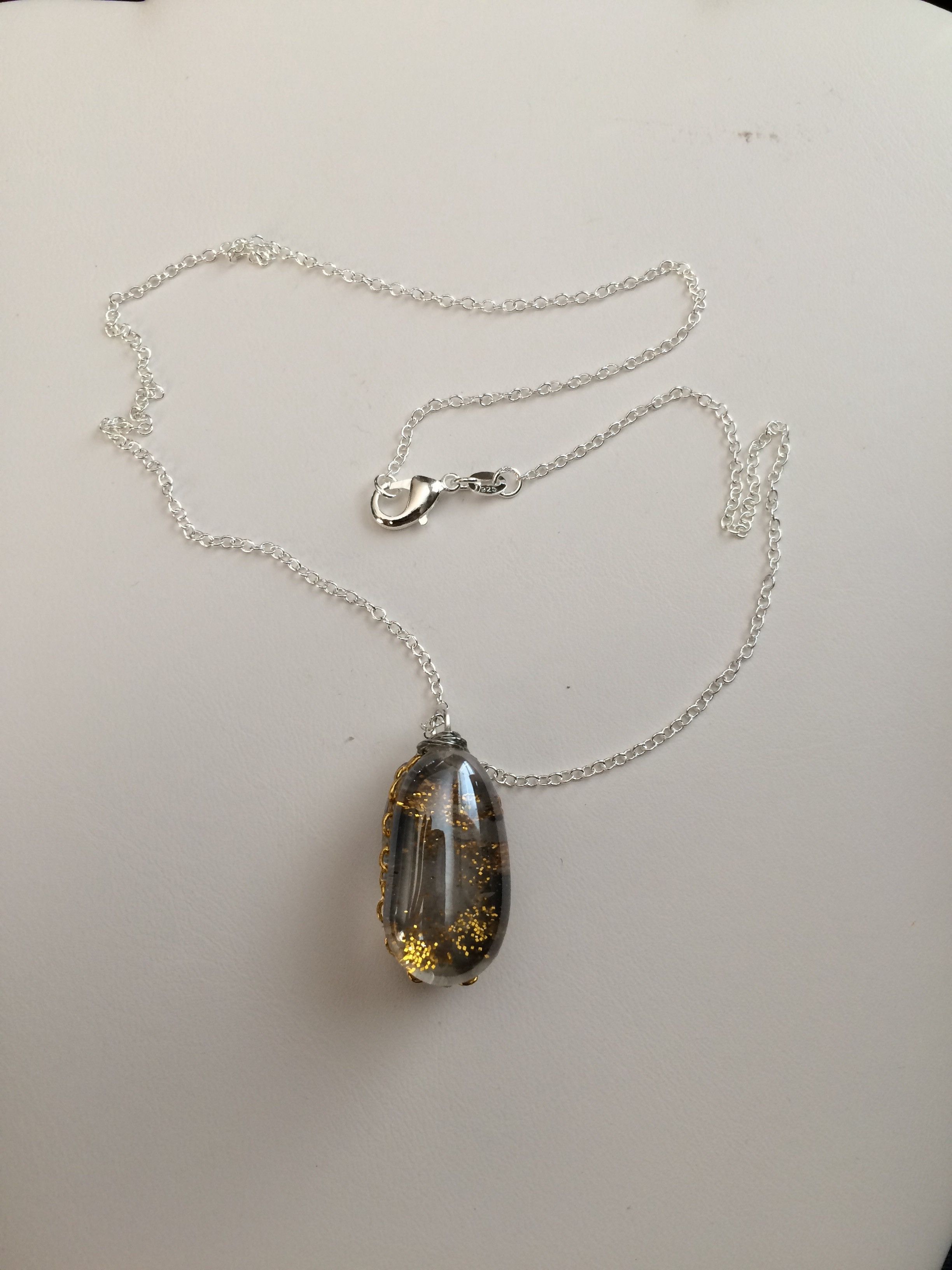 Designer × Handmade × Jewelry Golden Sand Glass Chain Necklace Size ONE SIZE - 1 Thumbnail