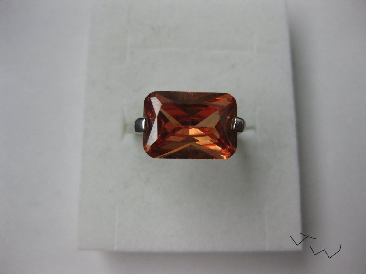 Jewelry Orange CZ Ring - Size 7.5 Size ONE SIZE - 1 Thumbnail