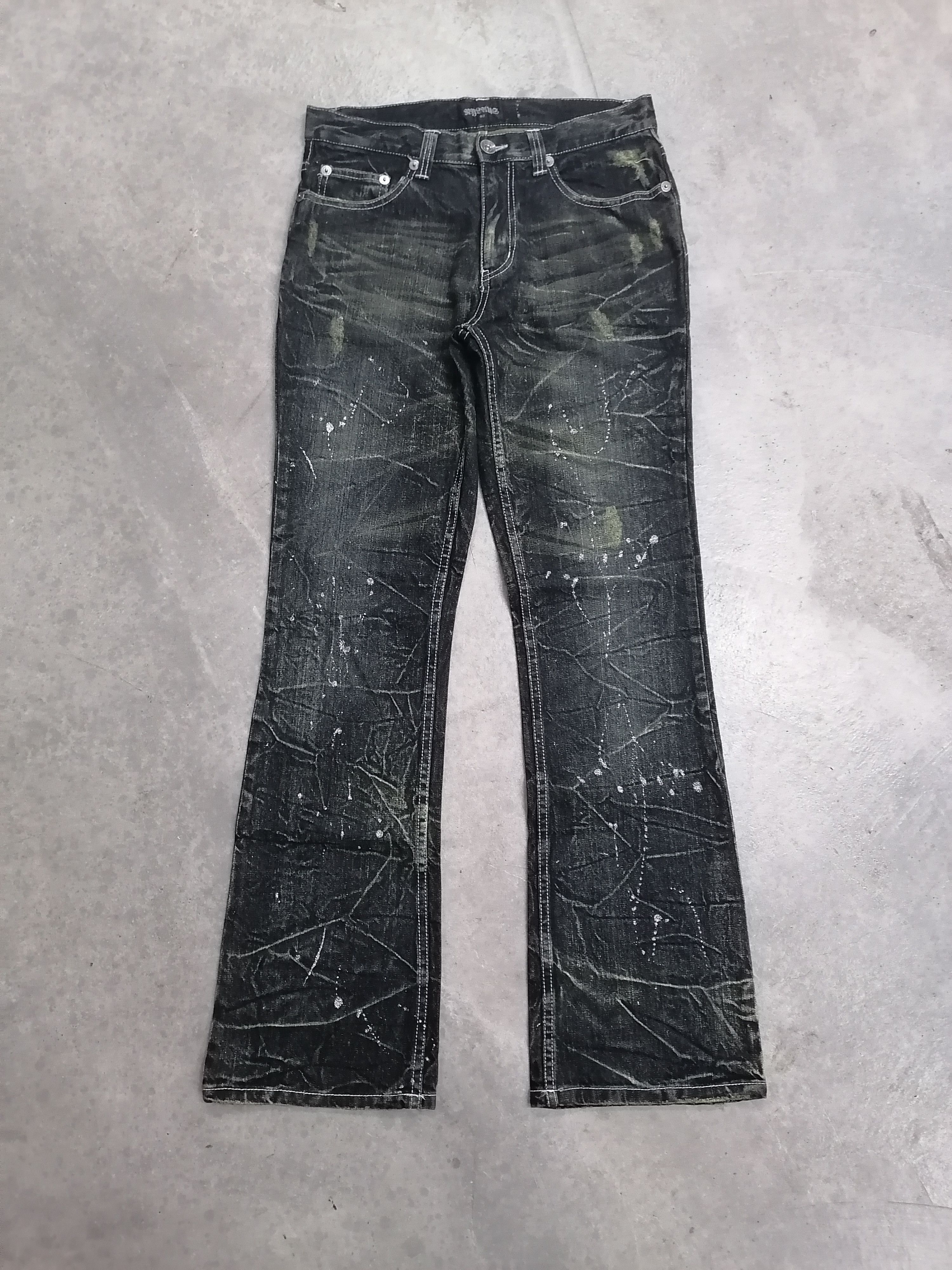 Flare Jeans Nylaus Claw Mark Angel Splattered Denim Pants