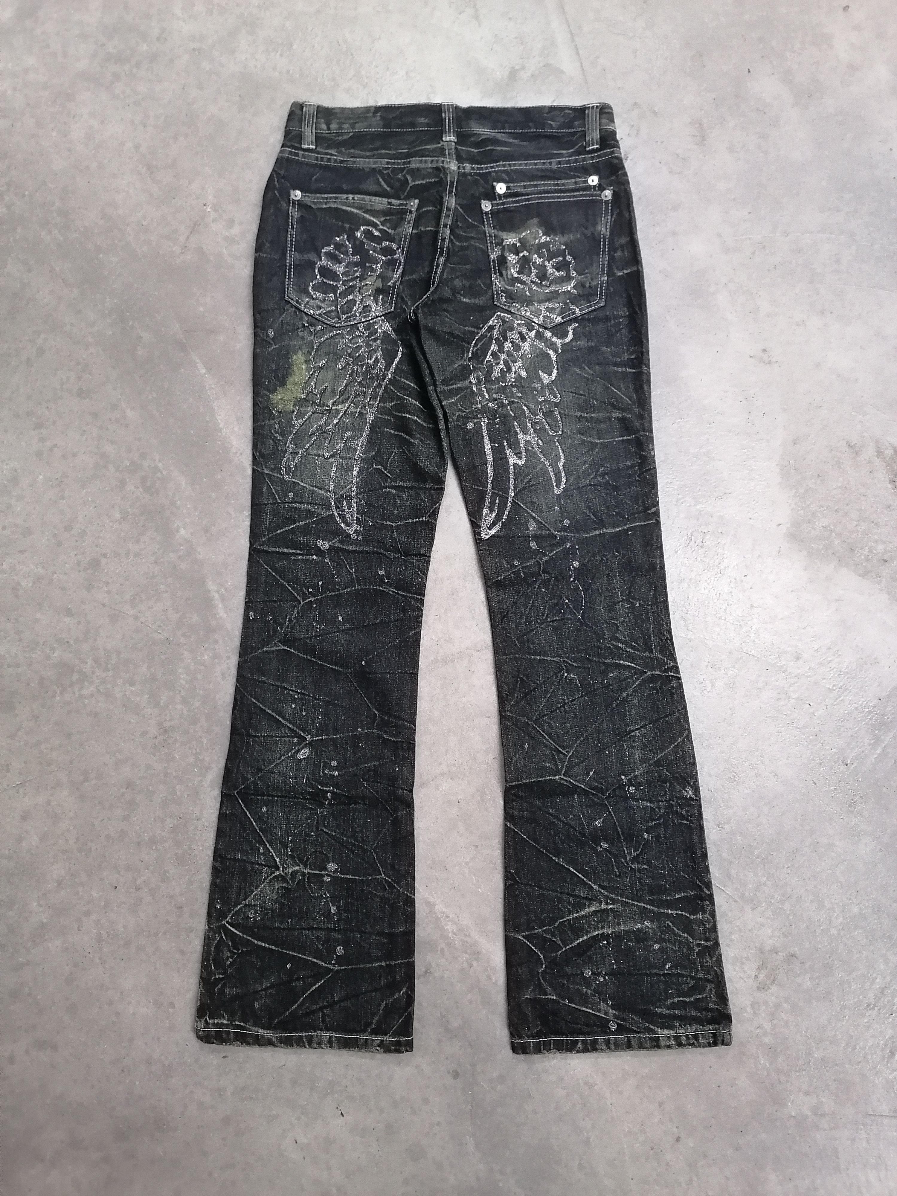 Flare Jeans Nylaus Claw Mark Angel Splattered Denim Pants