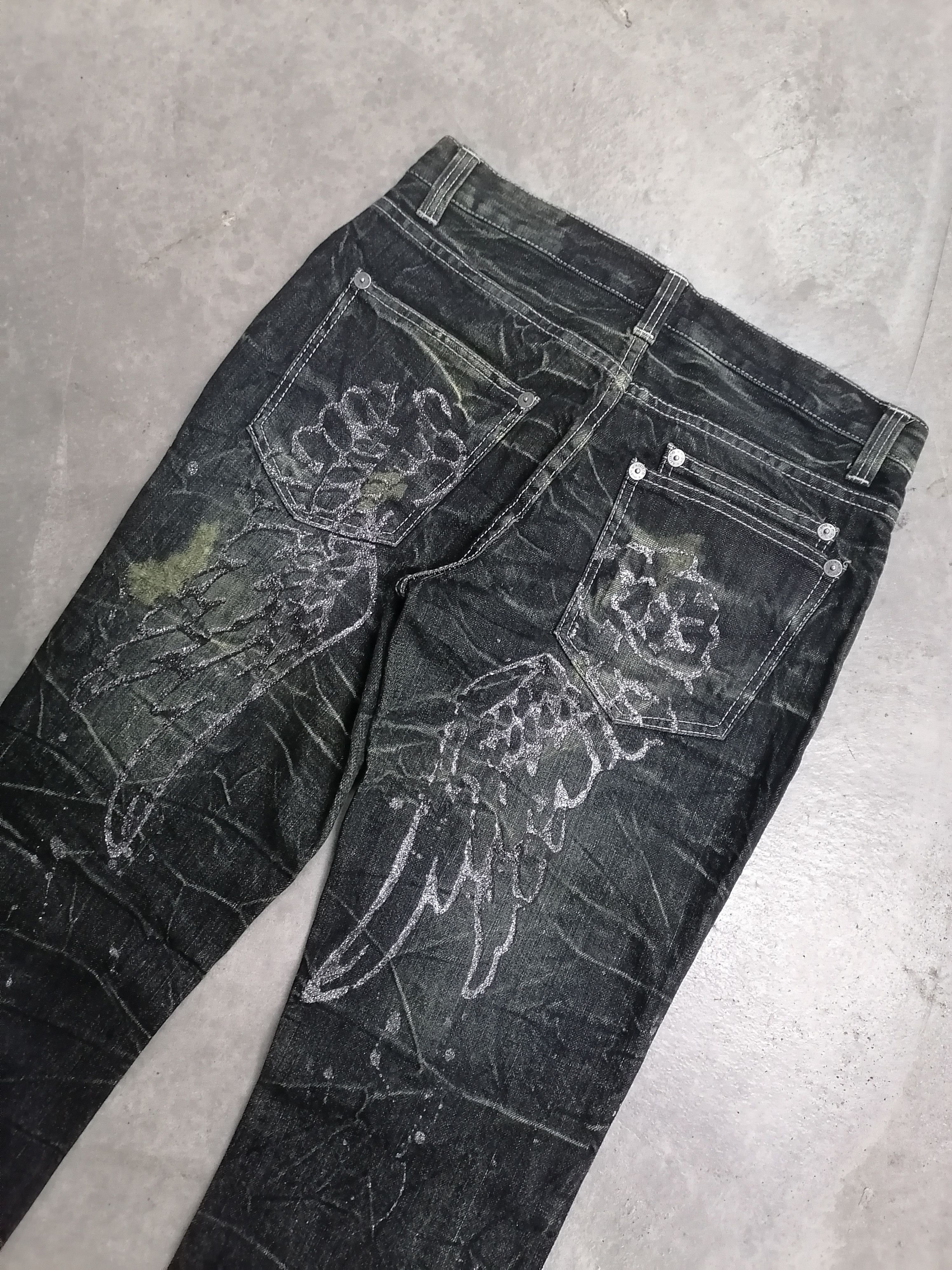 Flare Jeans Nylaus Claw Mark Angel Splattered Denim Pants