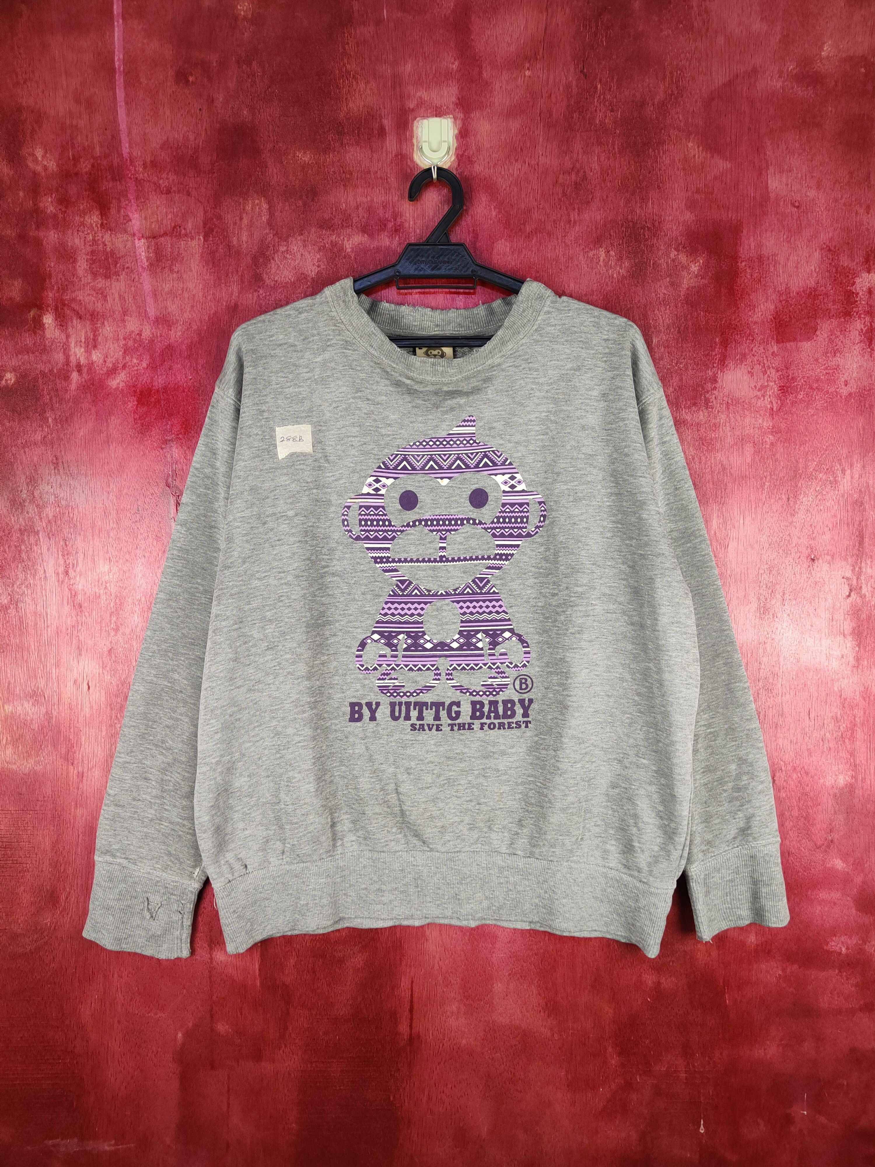Japanese Brand UITTG Baby Gray Save the Forest distressed Sweatshirt #288B Size L / US 10 / IT 46 - 1 Thumbnail