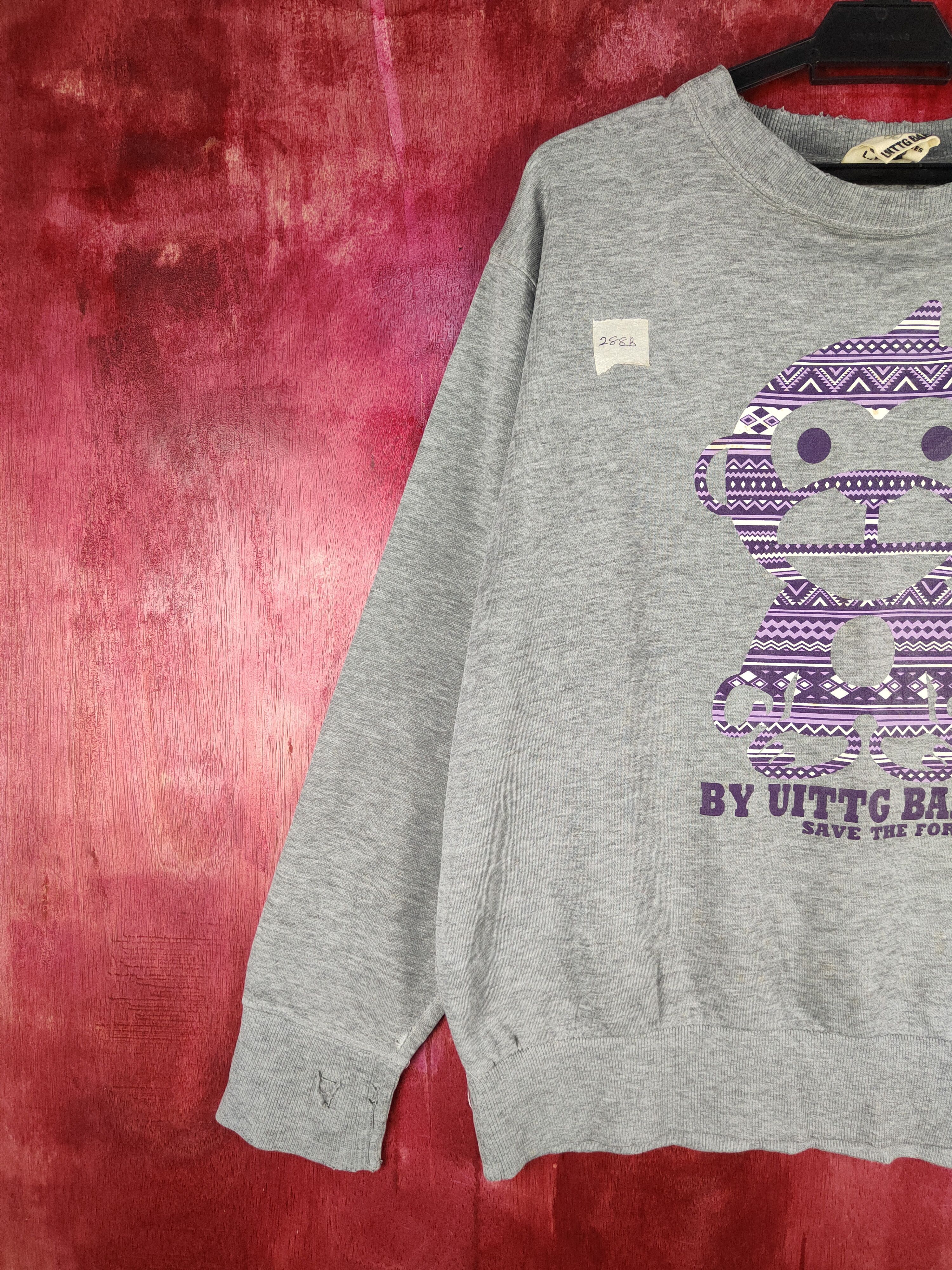 Japanese Brand UITTG Baby Gray Save the Forest distressed Sweatshirt #288B Size L / US 10 / IT 46 - 5 Thumbnail