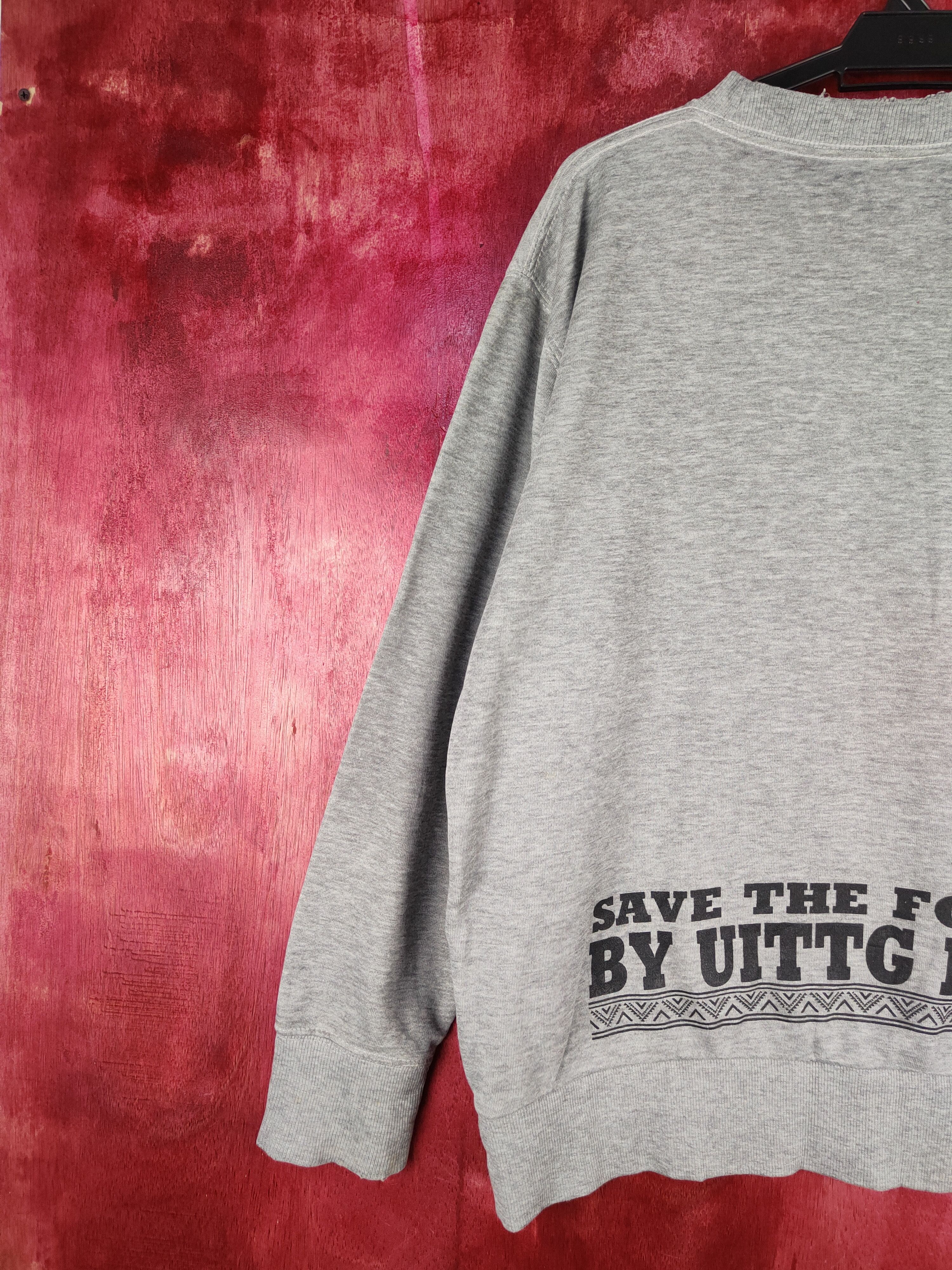 Japanese Brand UITTG Baby Gray Save the Forest distressed Sweatshirt #288B Size L / US 10 / IT 46 - 12 Thumbnail