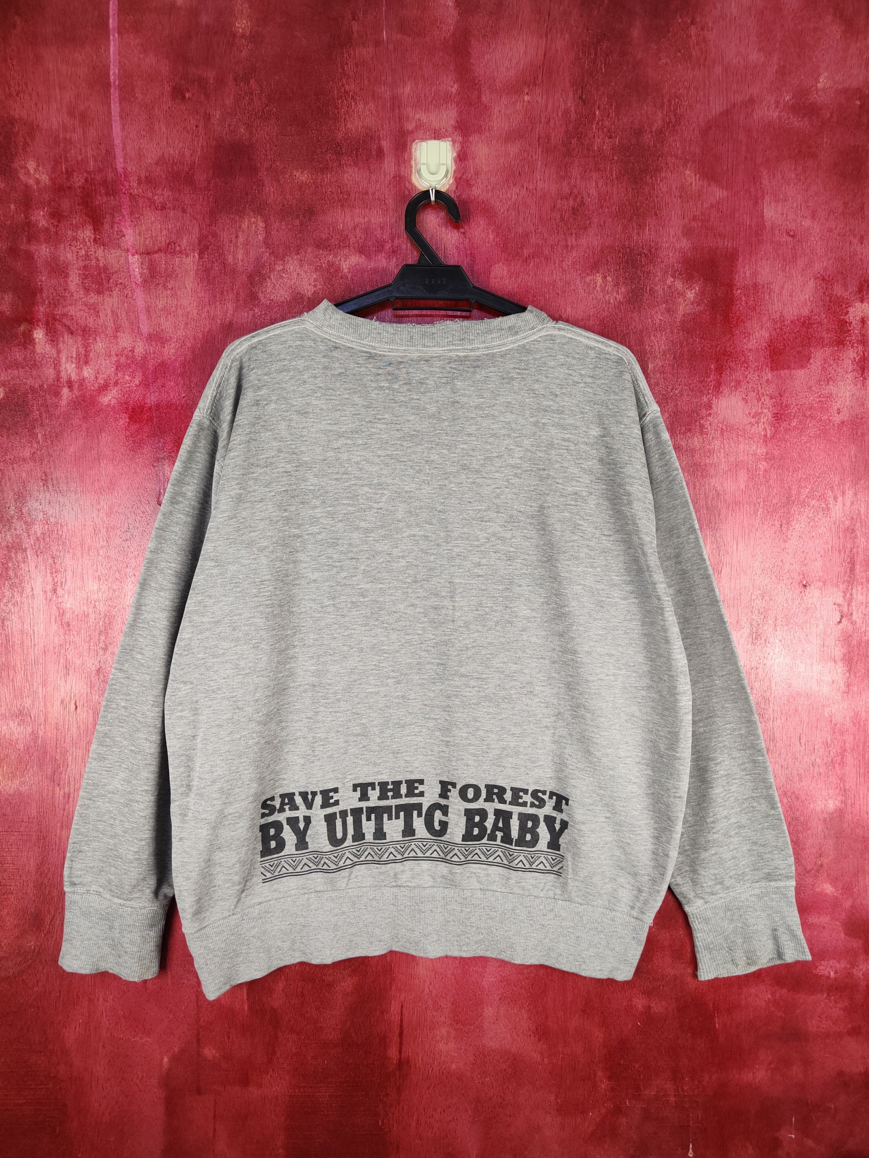 Japanese Brand UITTG Baby Gray Save the Forest distressed Sweatshirt #288B Size L / US 10 / IT 46 - 10 Thumbnail