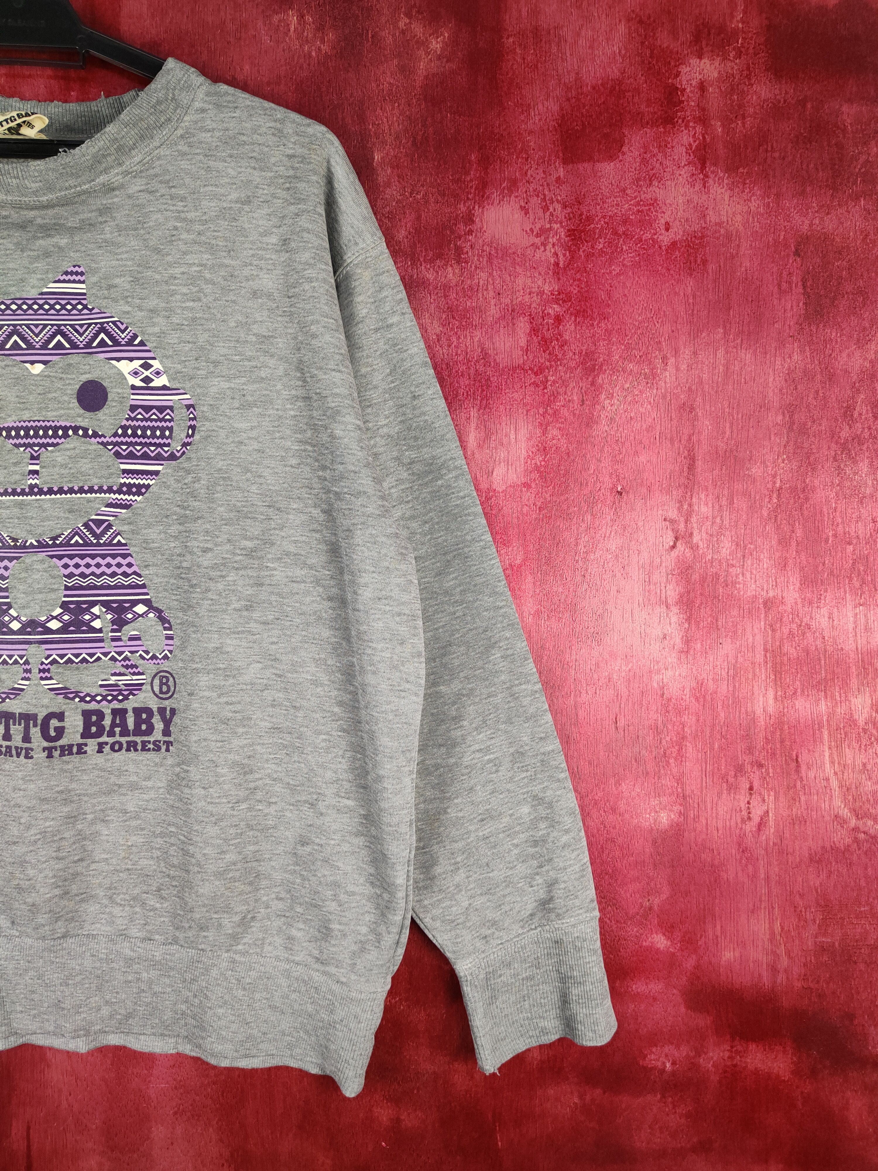 Japanese Brand UITTG Baby Gray Save the Forest distressed Sweatshirt #288B Size L / US 10 / IT 46 - 8 Thumbnail