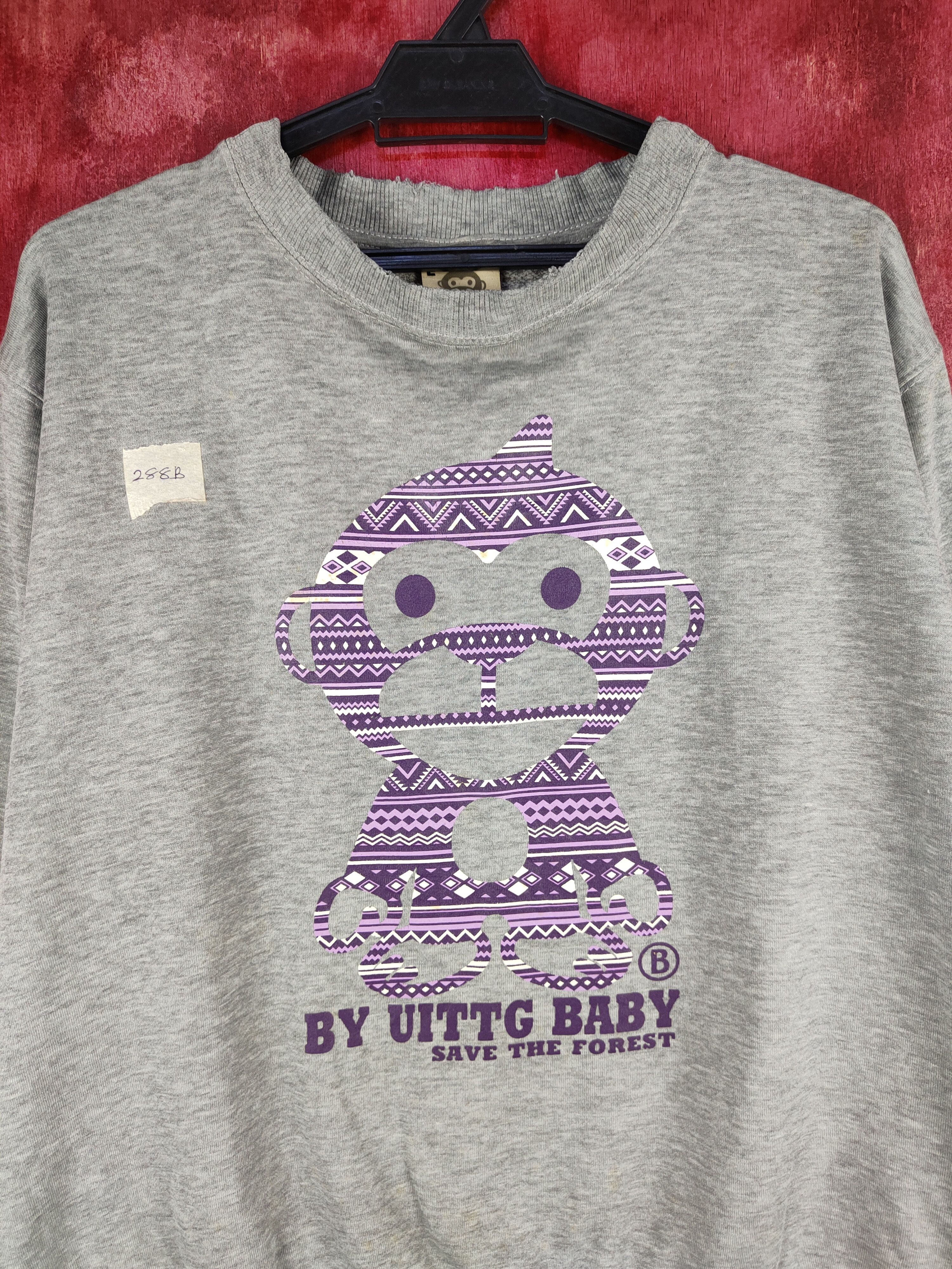 Japanese Brand UITTG Baby Gray Save the Forest distressed Sweatshirt #288B Size L / US 10 / IT 46 - 2 Thumbnail