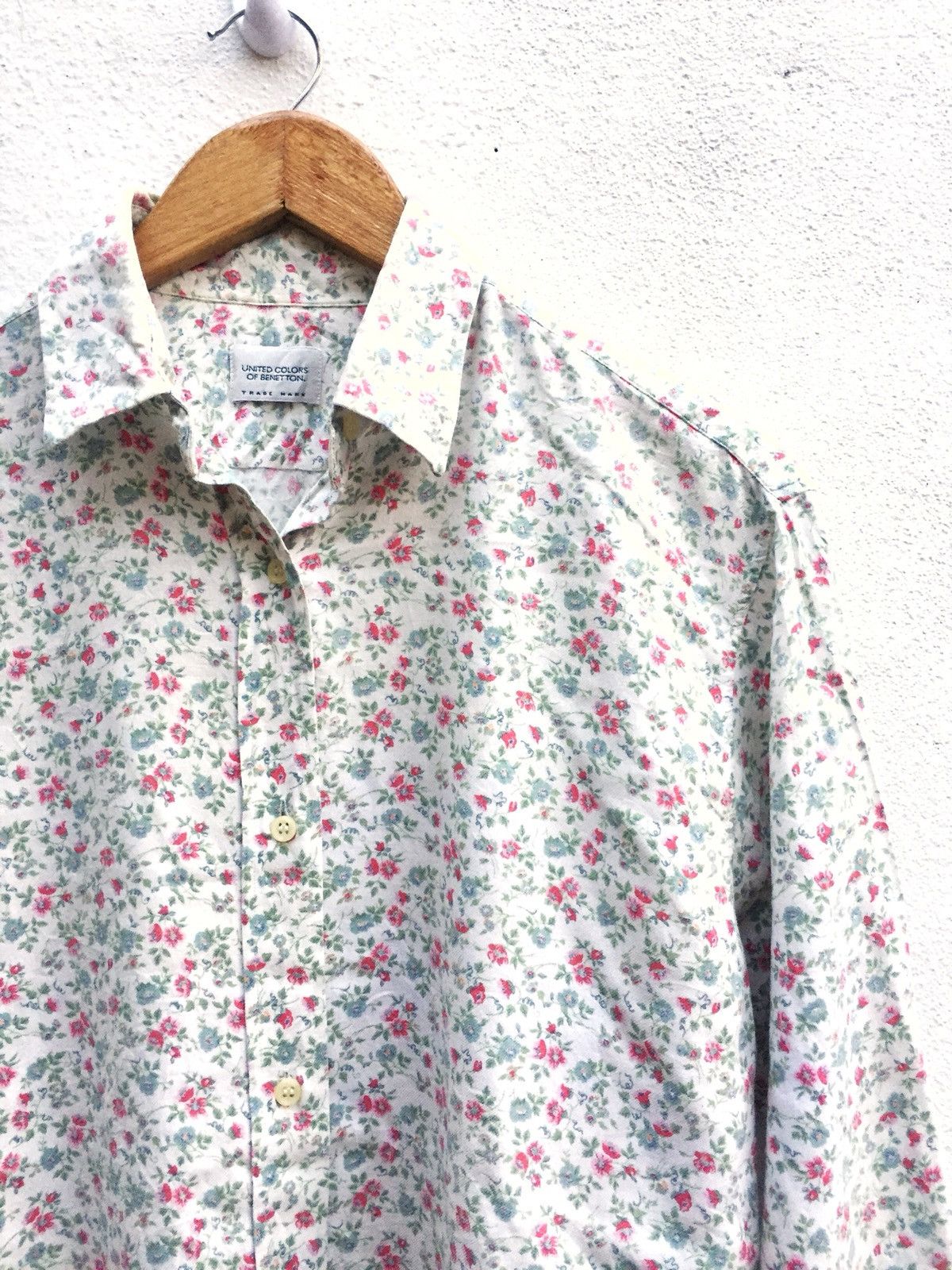 Benetton UCoB Multicolor Floral Overprint Button Up Shirt Size US M / EU 48-50 / 2 - 1 Thumbnail