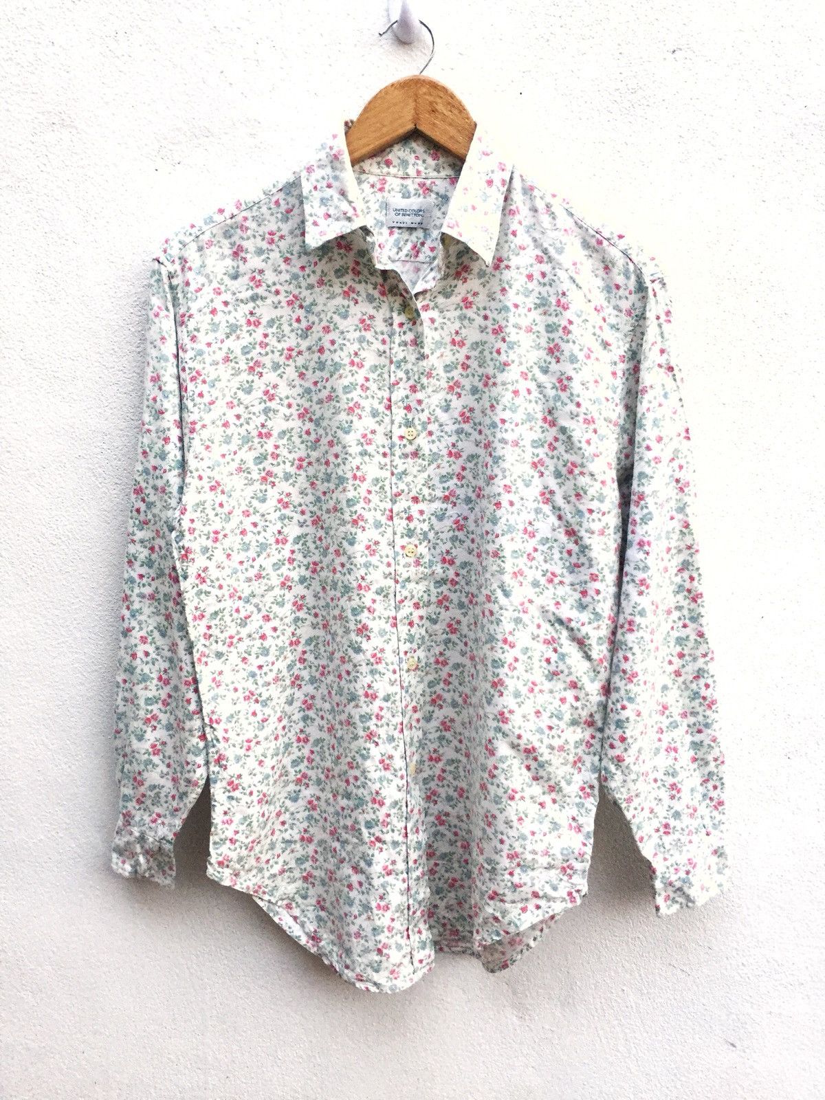 Benetton UCoB Multicolor Floral Overprint Button Up Shirt Size US M / EU 48-50 / 2 - 2 Thumbnail