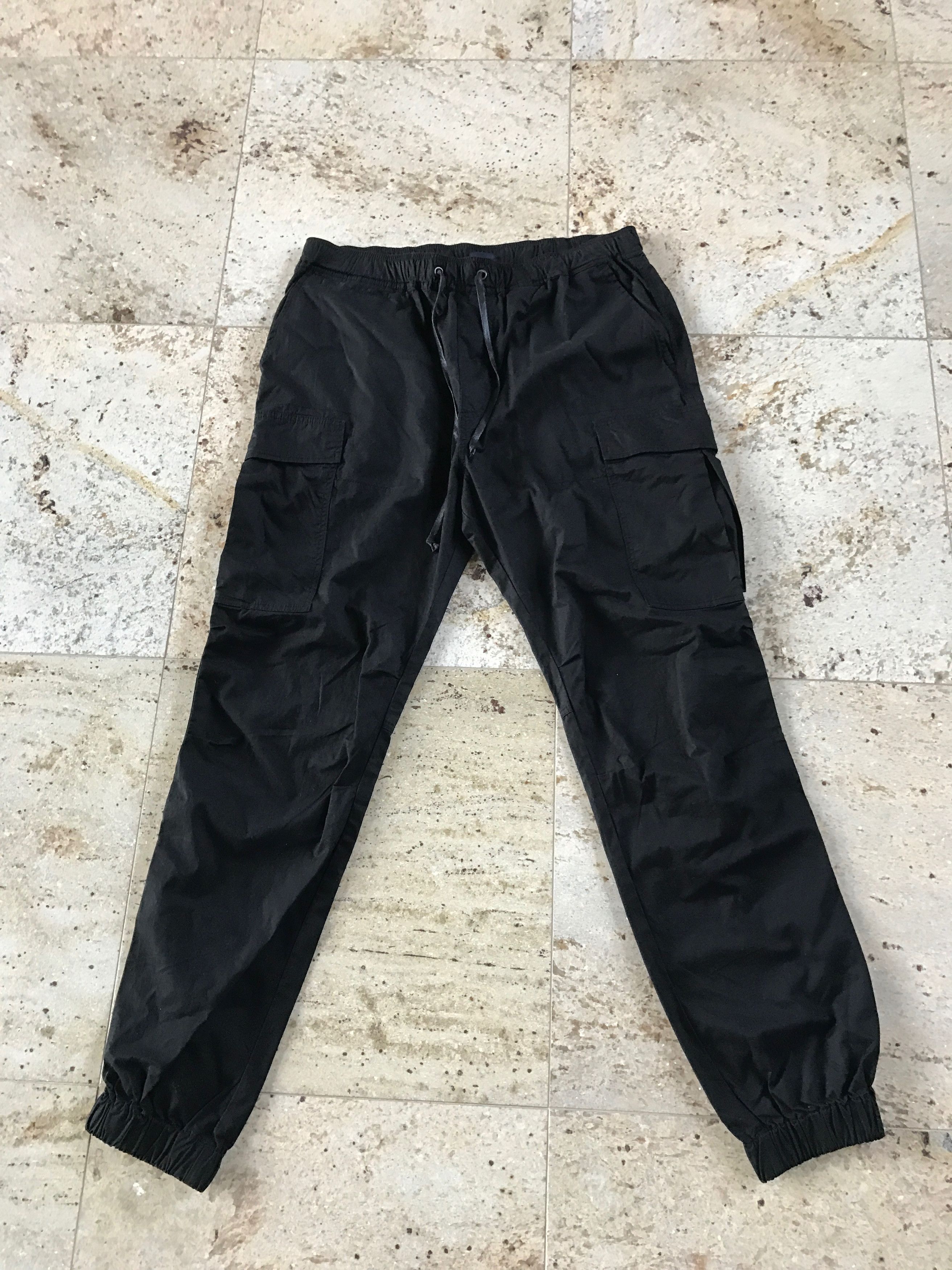 image of Lanvin Black Cargo Tapered Drawstring Pants, Men's (Size 36)