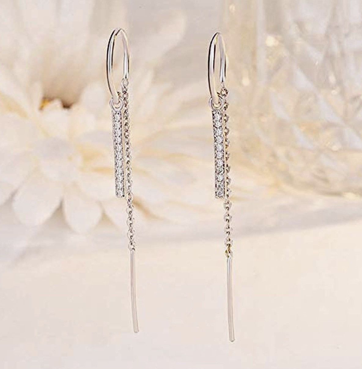 Other NIP Silver Stainless Steel Cubic Zirconia Diamond Earrings Size ONE SIZE - 1 Thumbnail