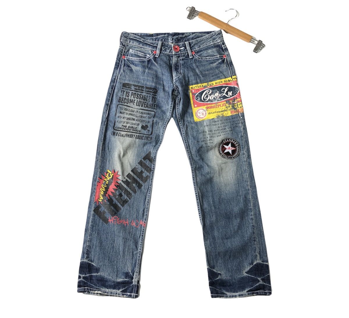 Japanese Brand Rare! Co & Lu Paint Patchwork Lowrise Pant Size US 29 - 1 Thumbnail