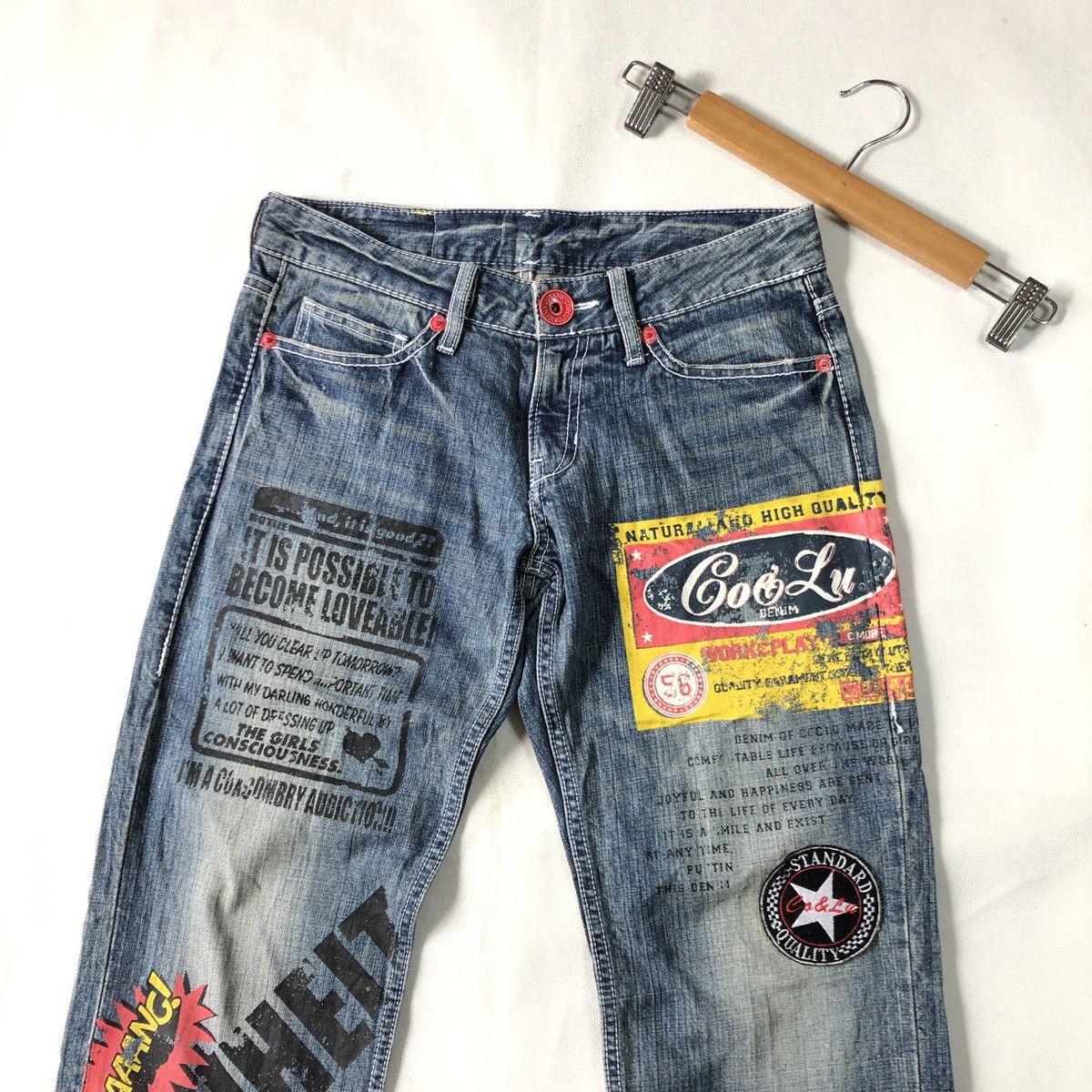 Japanese Brand Rare! Co & Lu Paint Patchwork Lowrise Pant Size US 29 - 3 Thumbnail