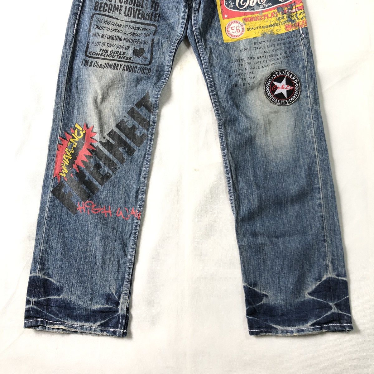 Japanese Brand Rare! Co & Lu Paint Patchwork Lowrise Pant Size US 29 - 4 Thumbnail