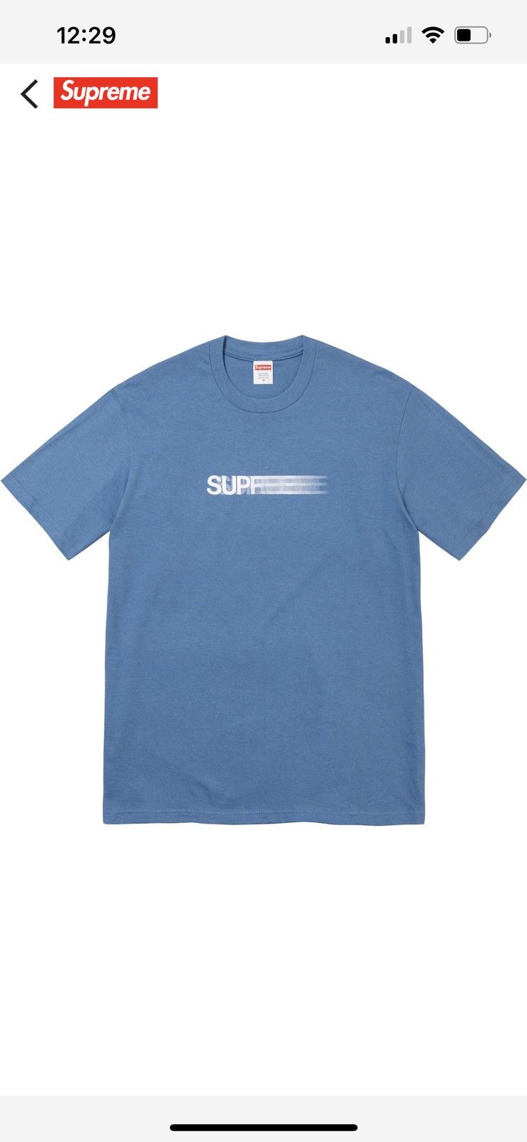 image of Supreme Motion Tee in Blue, Men's (Size Small)