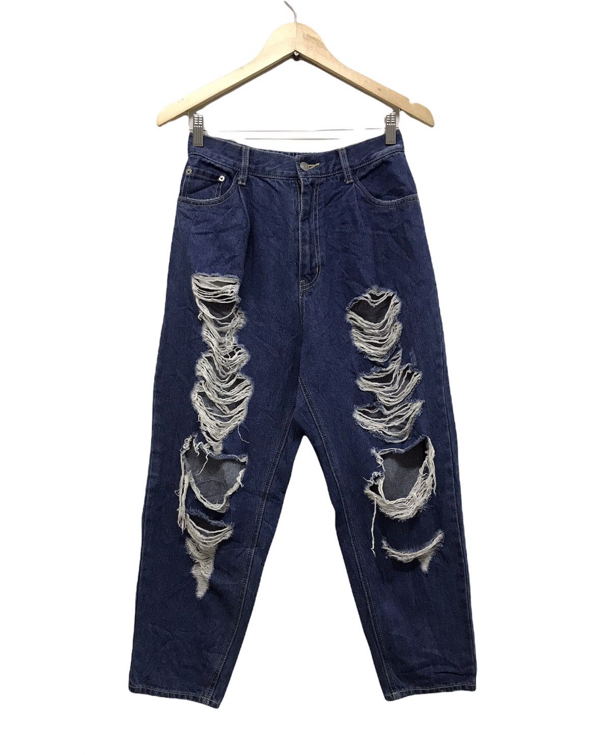 Japanese Brand Nice Design ❗️Wego Distressed Loose Cut Denim Size 30" / US 8 / IT 44 - 1 Thumbnail