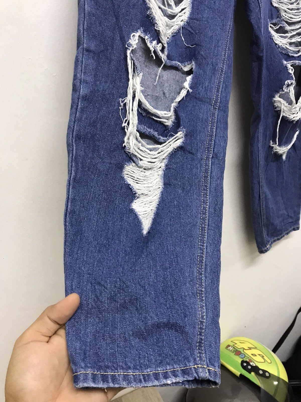 Japanese Brand Nice Design ❗️Wego Distressed Loose Cut Denim Size 30" / US 8 / IT 44 - 6 Thumbnail