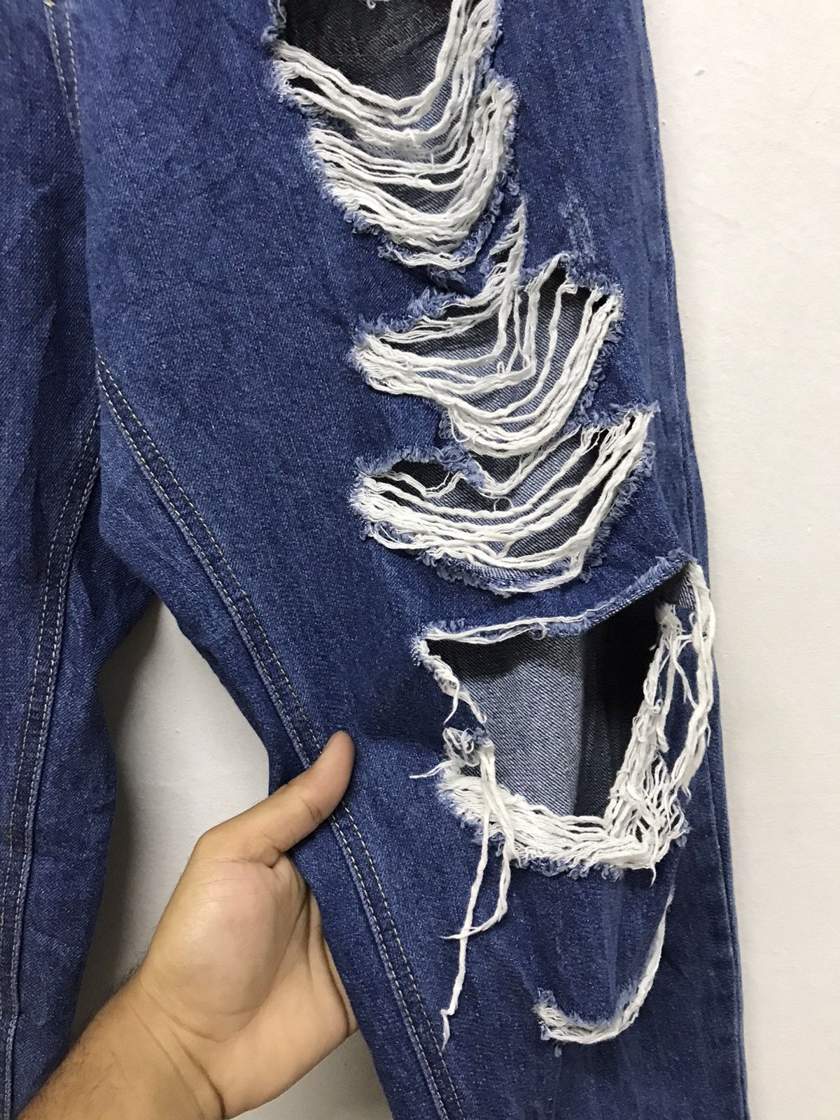 Japanese Brand Nice Design ❗️Wego Distressed Loose Cut Denim Size 30" / US 8 / IT 44 - 8 Thumbnail