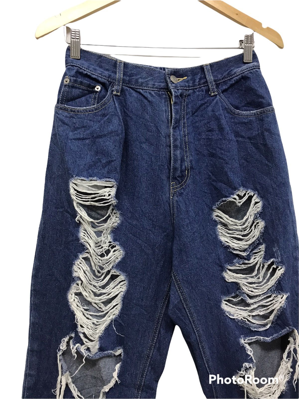 Japanese Brand Nice Design ❗️Wego Distressed Loose Cut Denim Size 30" / US 8 / IT 44 - 3 Thumbnail