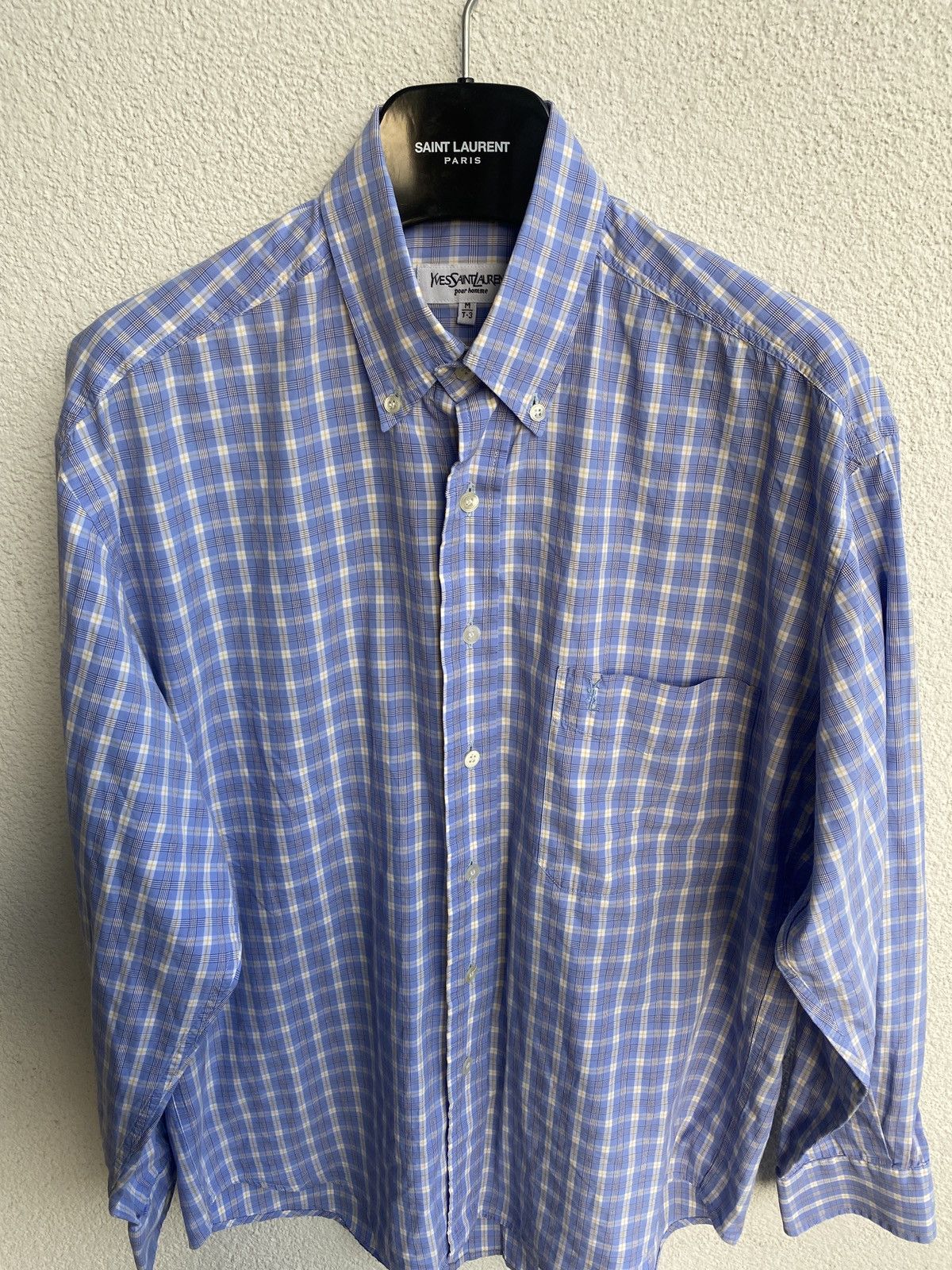 Yves Saint Laurent Blue YSL Shirt Cotton Size US M / EU 48-50 / 2 - 10 Thumbnail