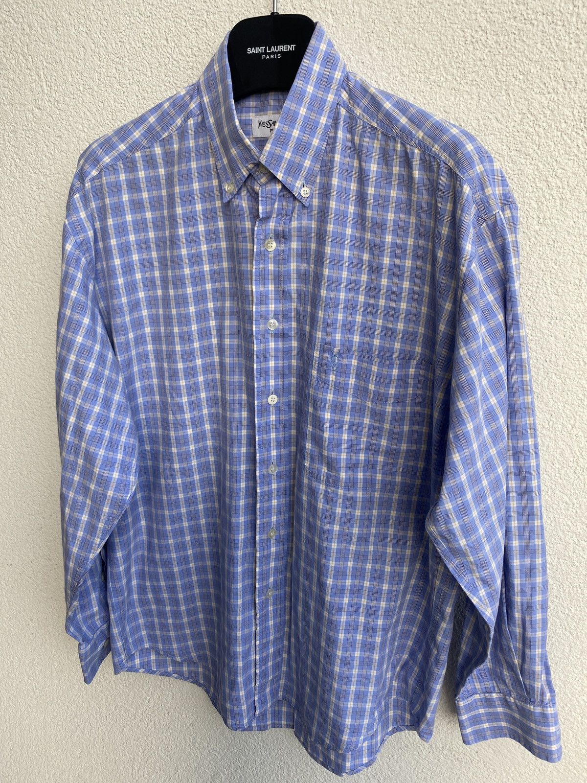 Yves Saint Laurent Blue YSL Shirt Cotton Size US M / EU 48-50 / 2 - 1 Thumbnail