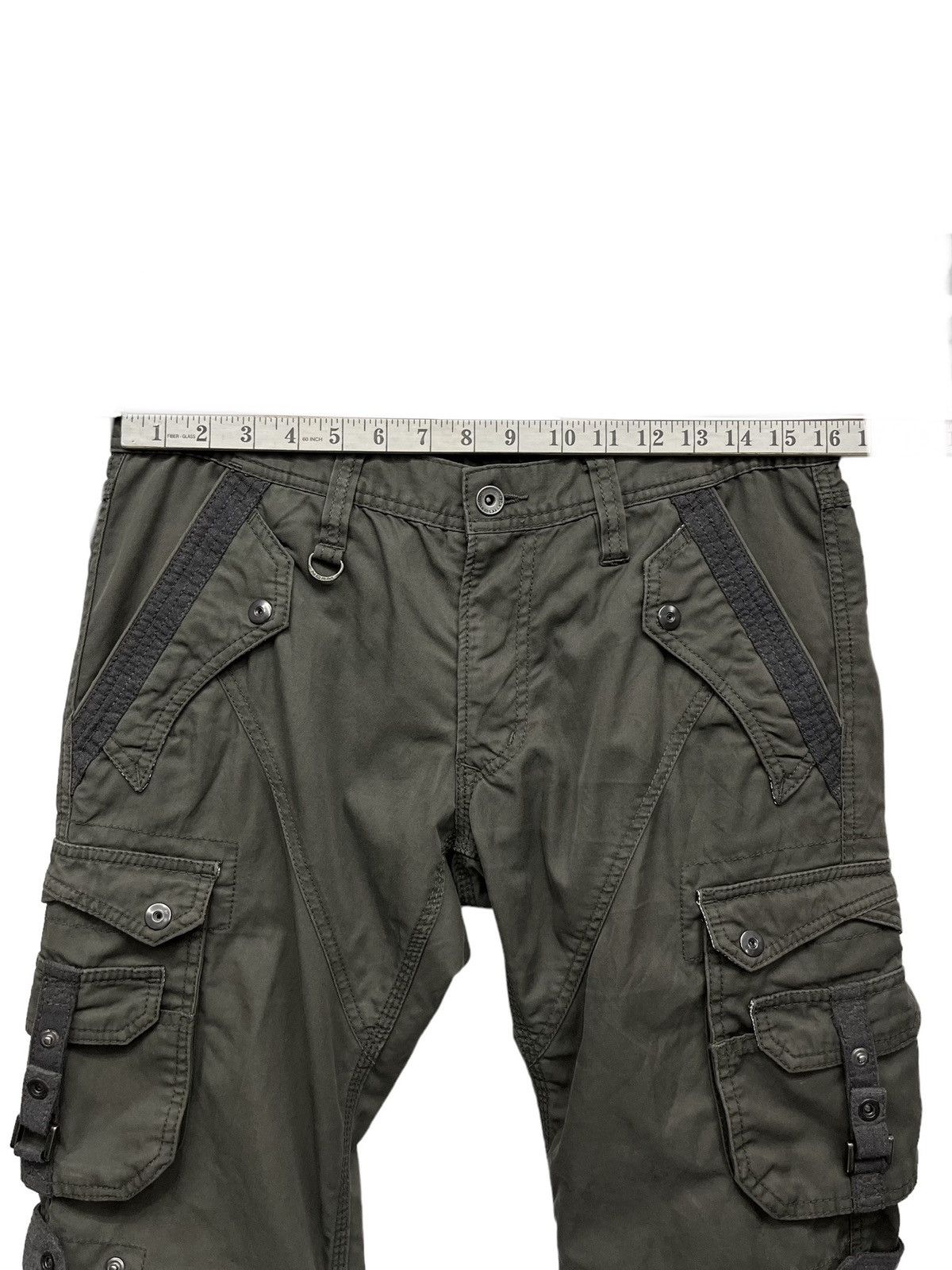 HIDEAWAYS NICOLE Multipocket Bondage Punk Flare Green Army Pants Size US 32 / EU 48 - 11 Thumbnail